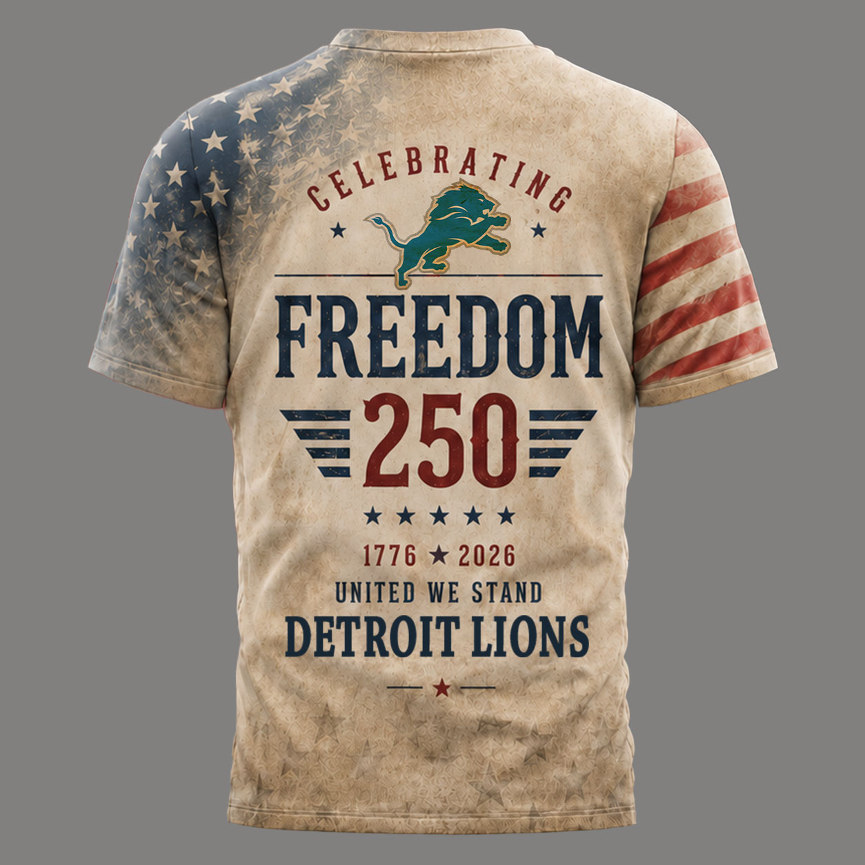 Detroit Lions | Premium NFL Freedom 250 Patriotic 3D Shirt - Image 4