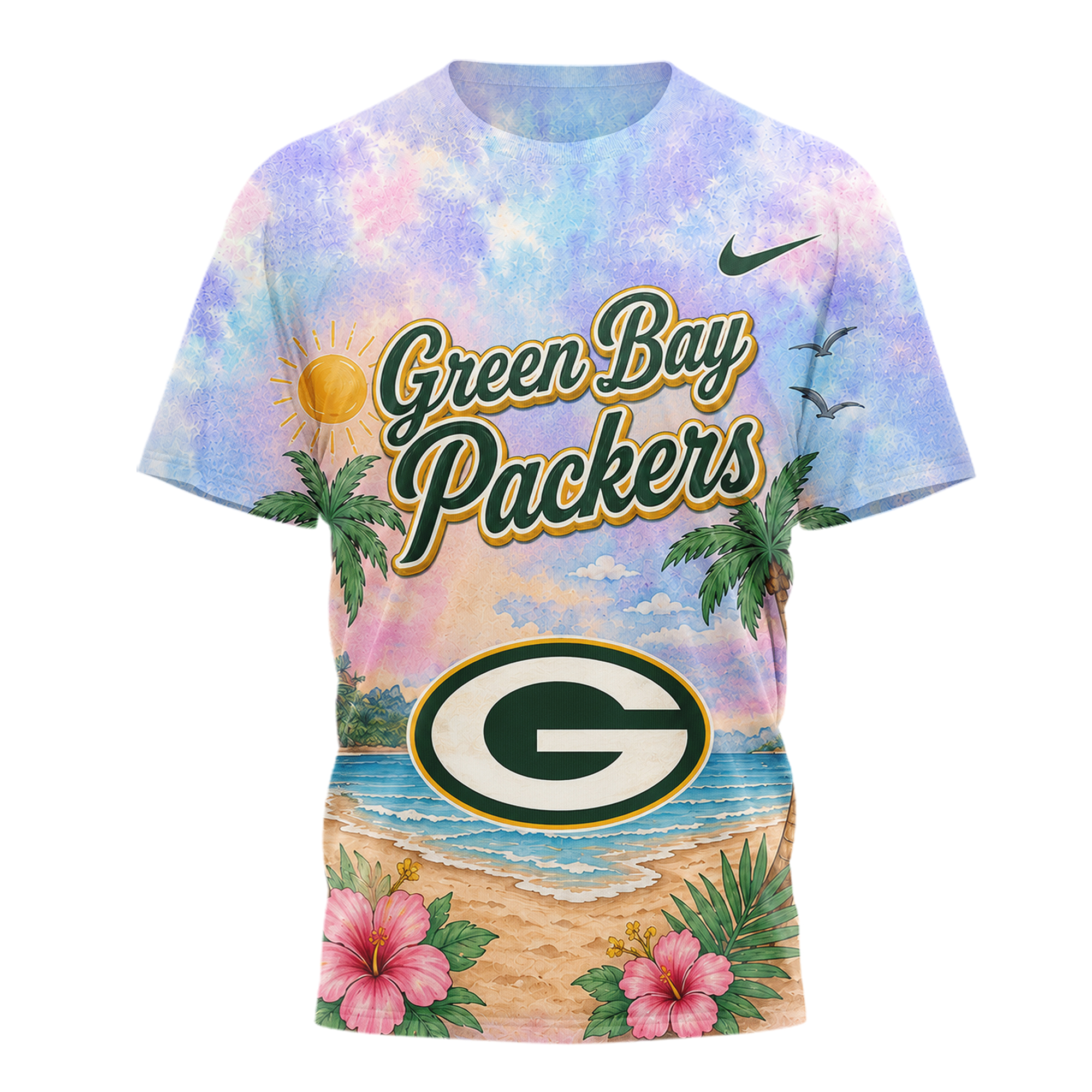 Green Bay Packers | Premium NFL Tropical Game Day Paradise 3D T-Shirt - Image 2