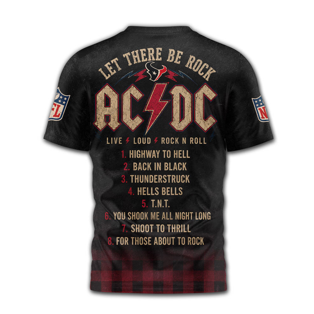 Houston Texans | Premium NFL ACDC Rock N Roll 3D T-Shirt - Image 2