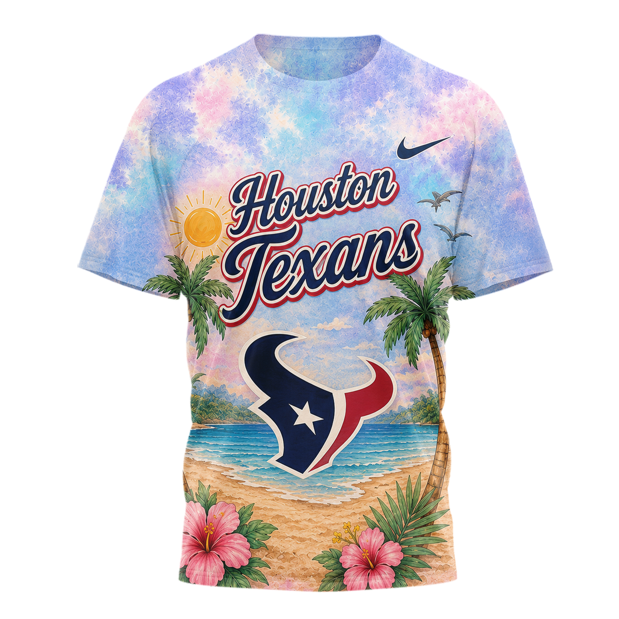 Houston Texans | Premium NFL Tropical Game Day Paradise 3D T-Shirt - Image 2