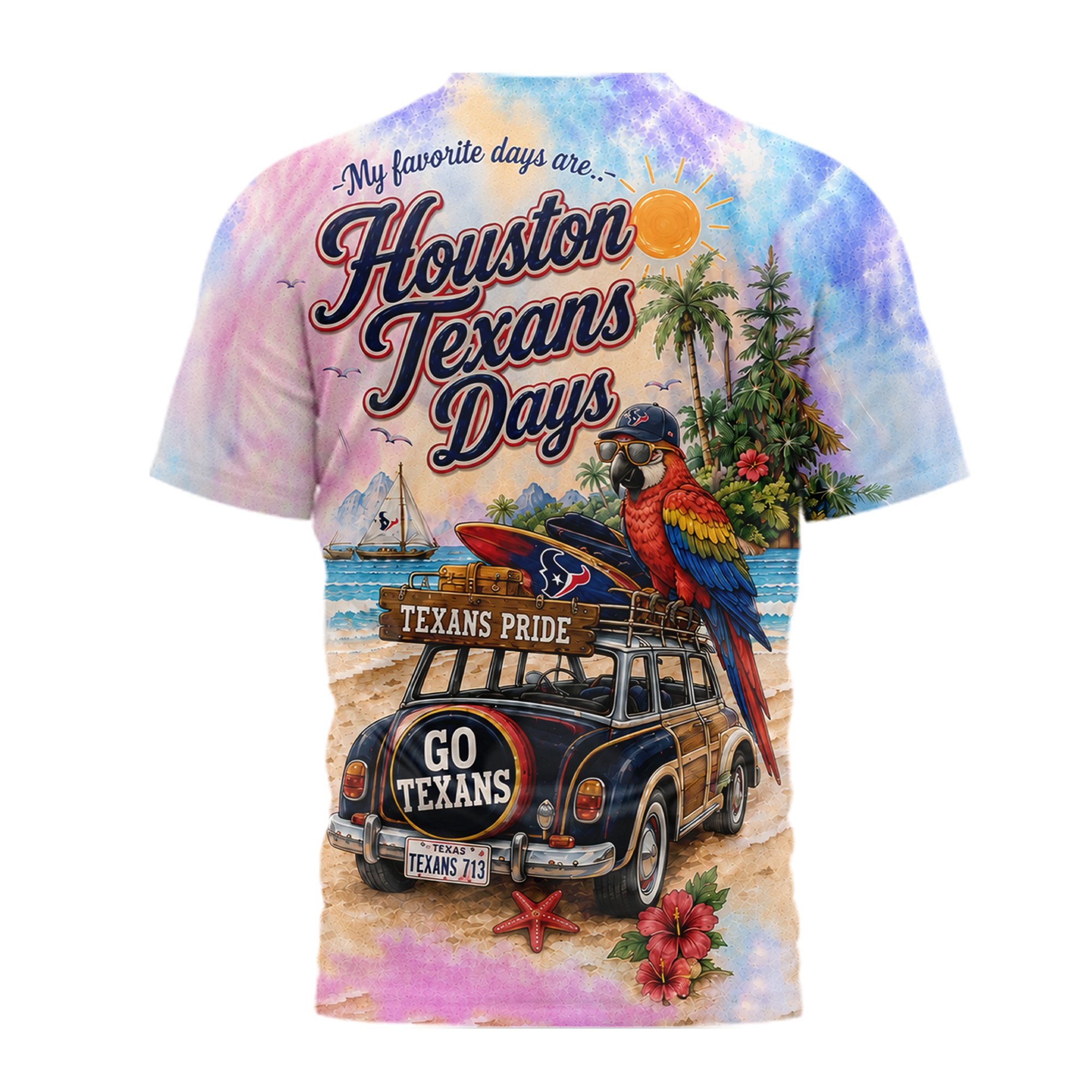 Houston Texans | Premium NFL Tropical Game Day Paradise 3D T-Shirt - Image 3