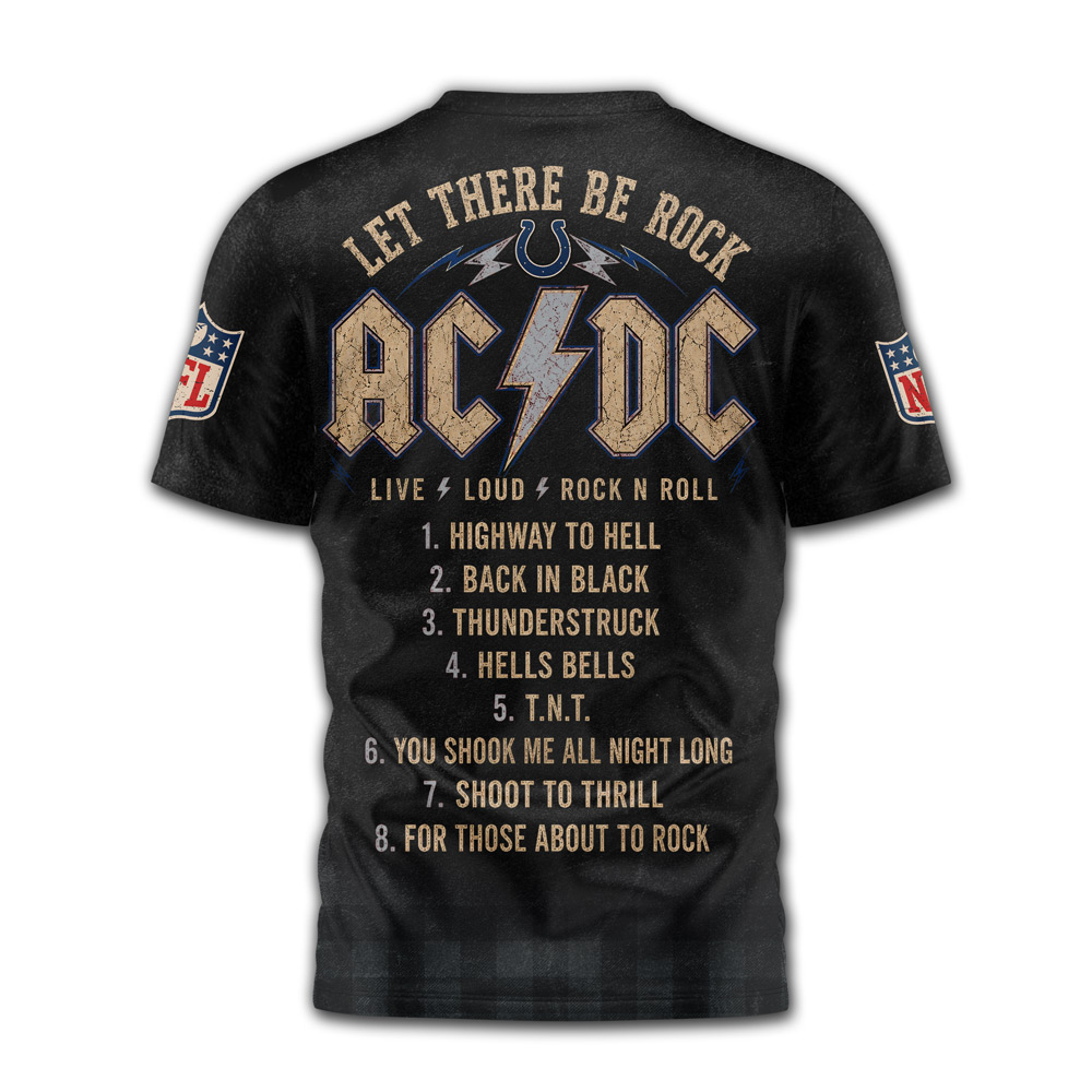 Indianapolis Colts | Premium NFL ACDC Rock N Roll 3D T-Shirt - Image 2