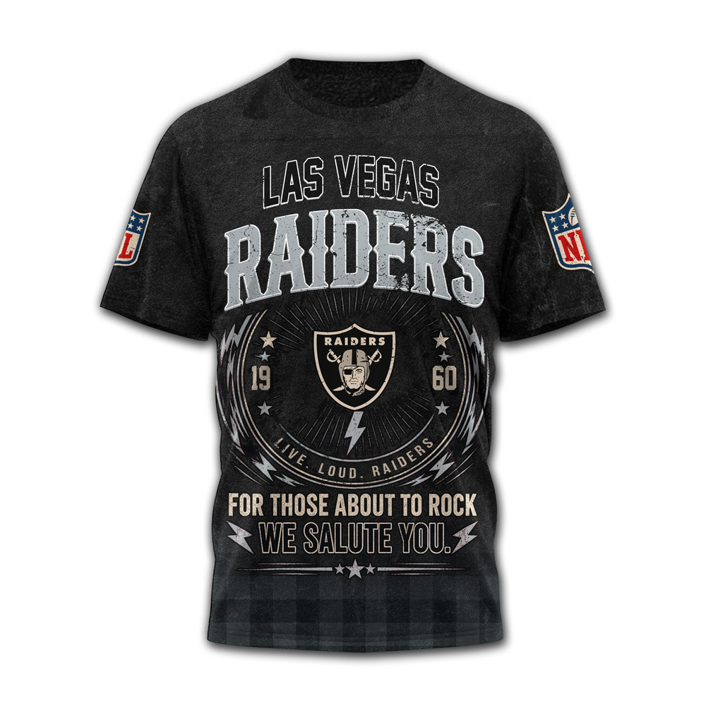 Las Vegas Raiders | Premium NFL ACDC Rock N Roll 3D T-Shirt