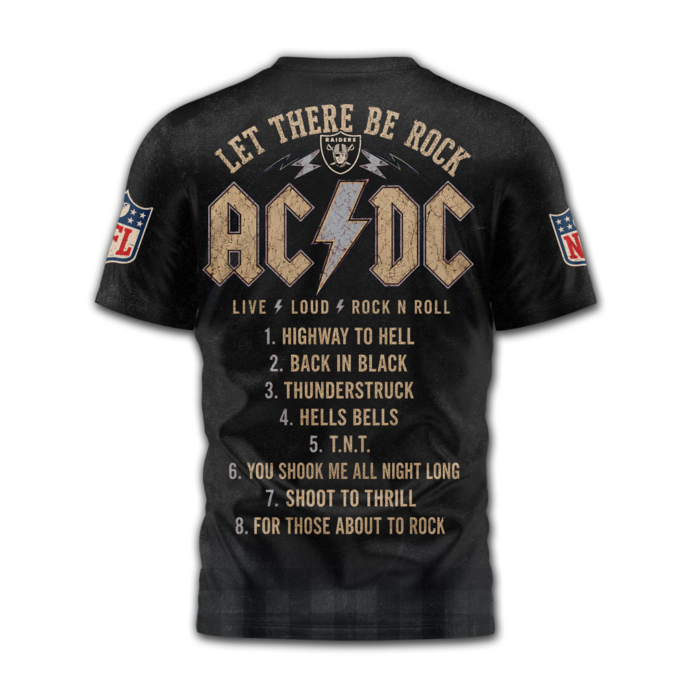 Las Vegas Raiders | Premium NFL ACDC Rock N Roll 3D T-Shirt - Image 2