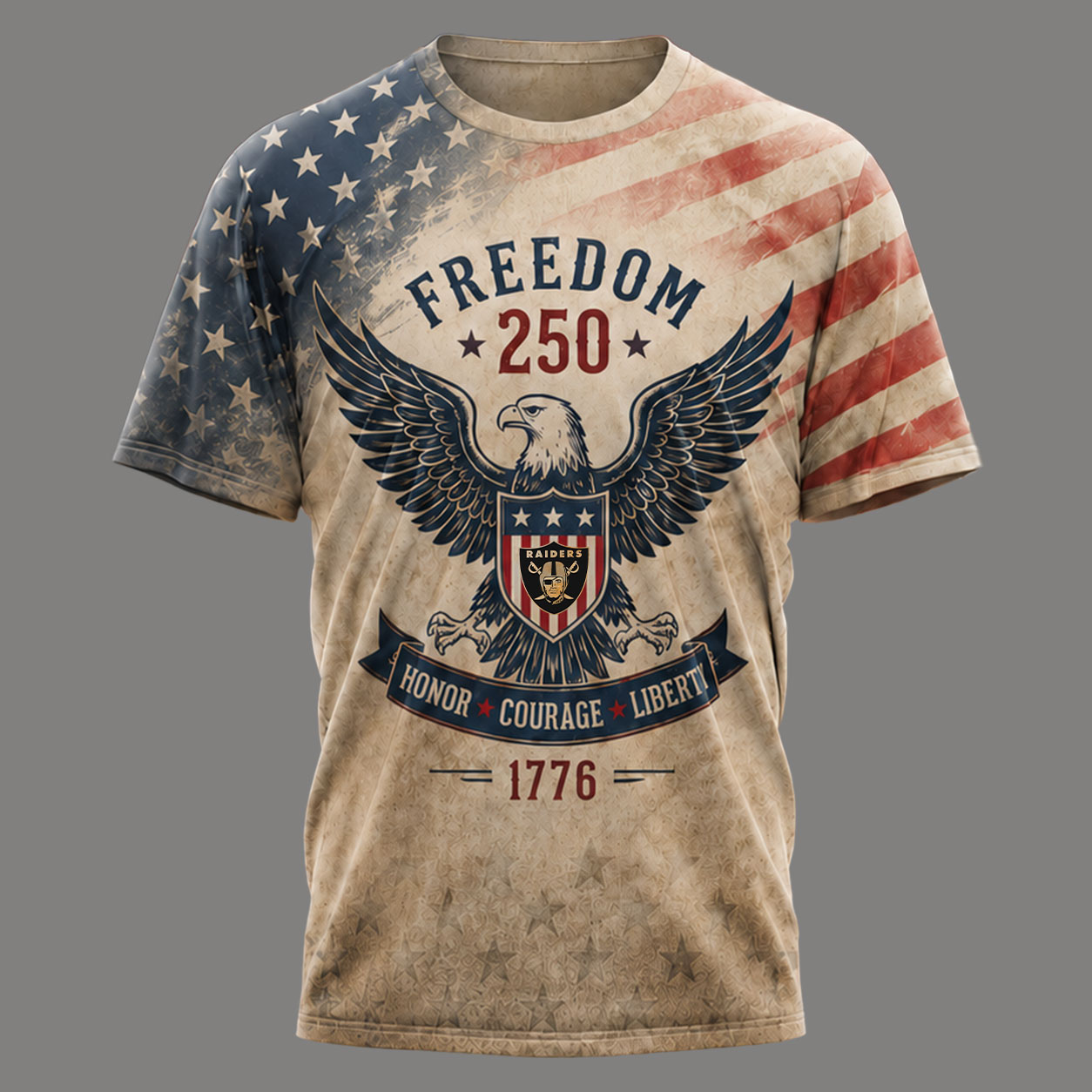 Las Vegas Raiders | Premium NFL Freedom 250 Patriotic 3D Shirt - Image 3