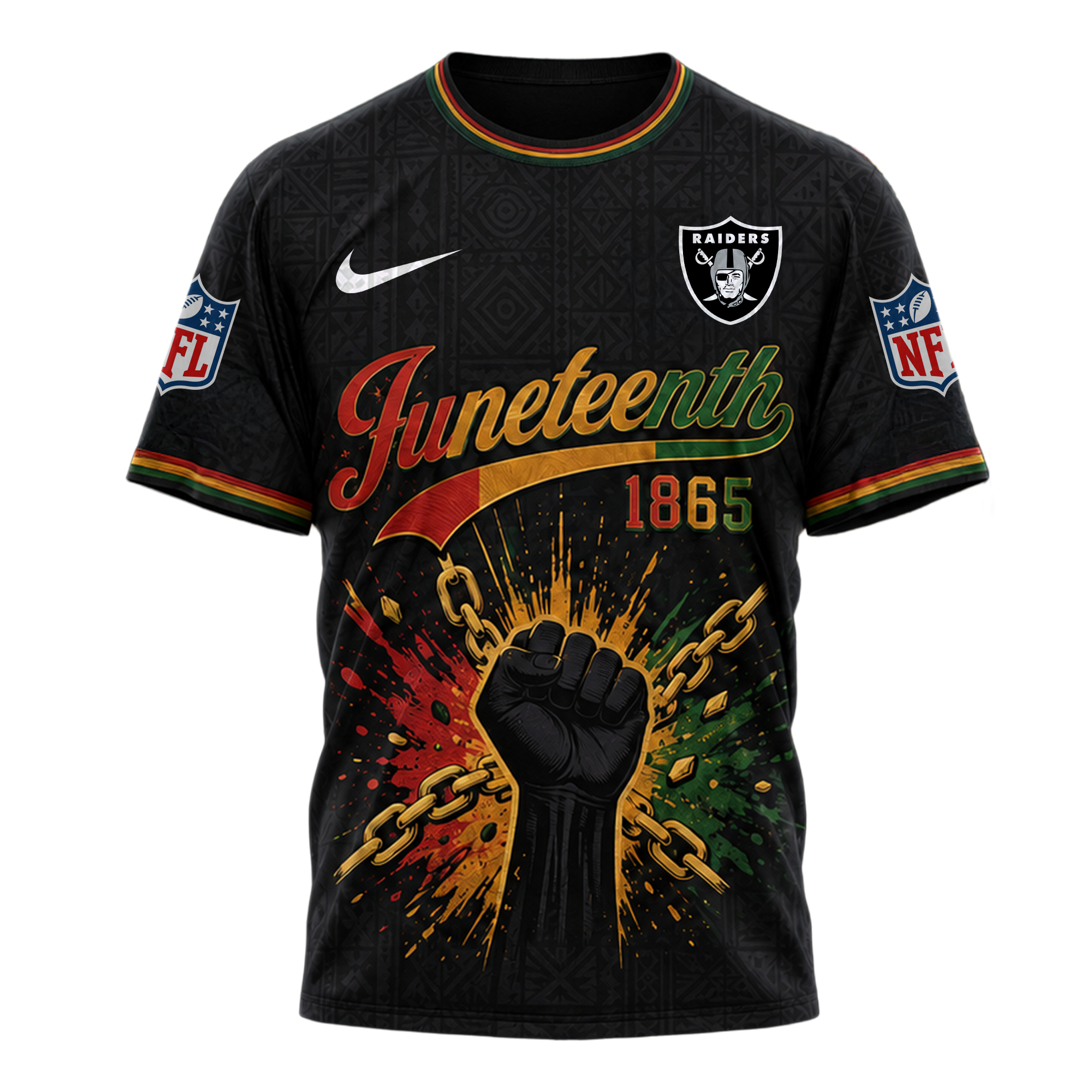 Las Vegas Raiders | Premium NFL Juneteenth Freedom Day 3D Shirt - Image 2