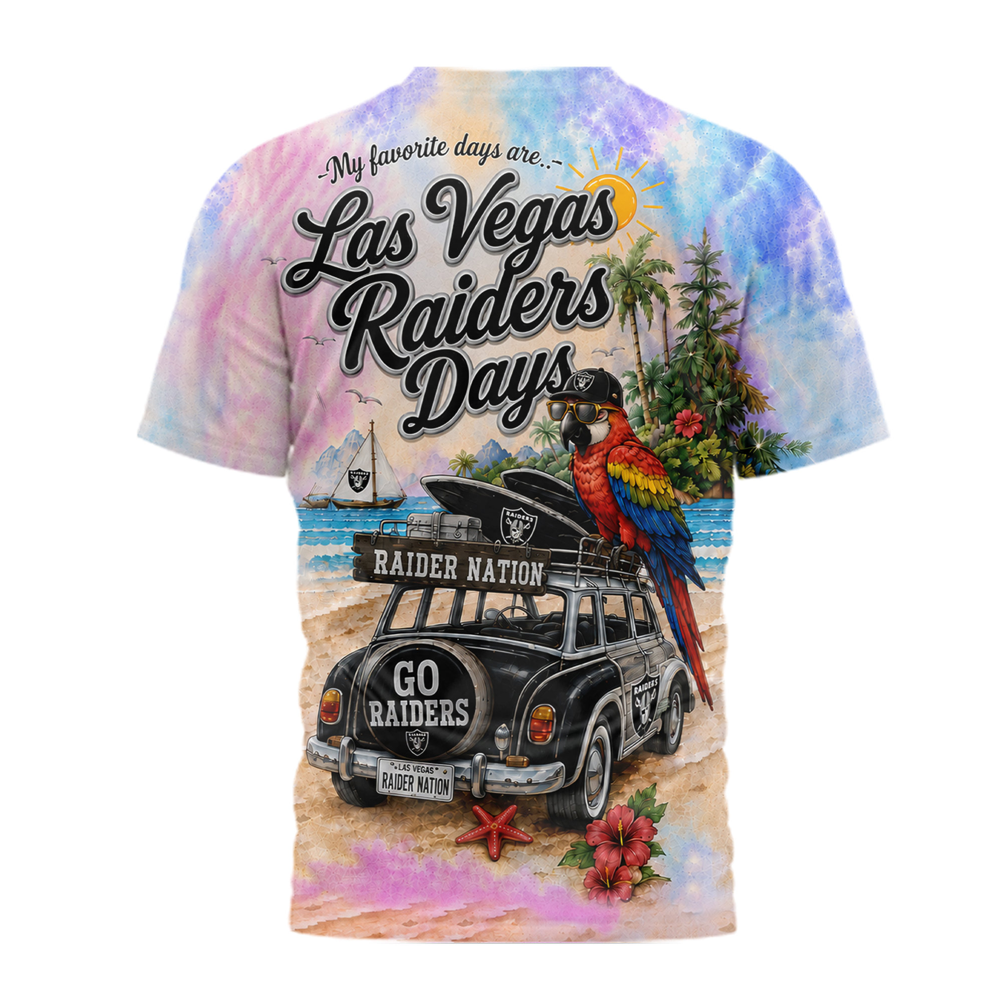 Las Vegas Raiders | Premium NFL Tropical Game Day Paradise 3D T-Shirt - Image 3