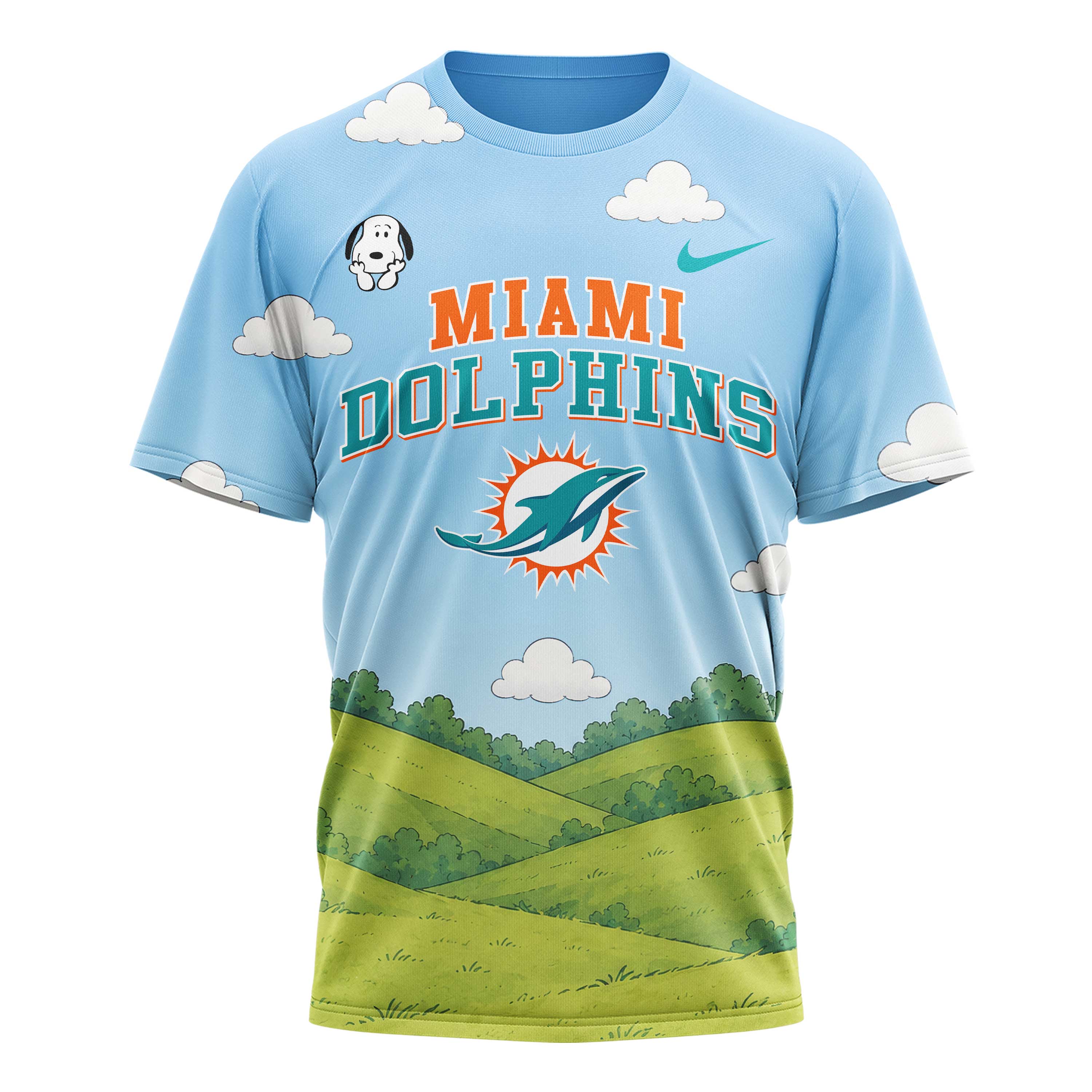 Miami Dolphins | Premium NFL Snoopy Touchdown 3D T-Shirt - Image 2