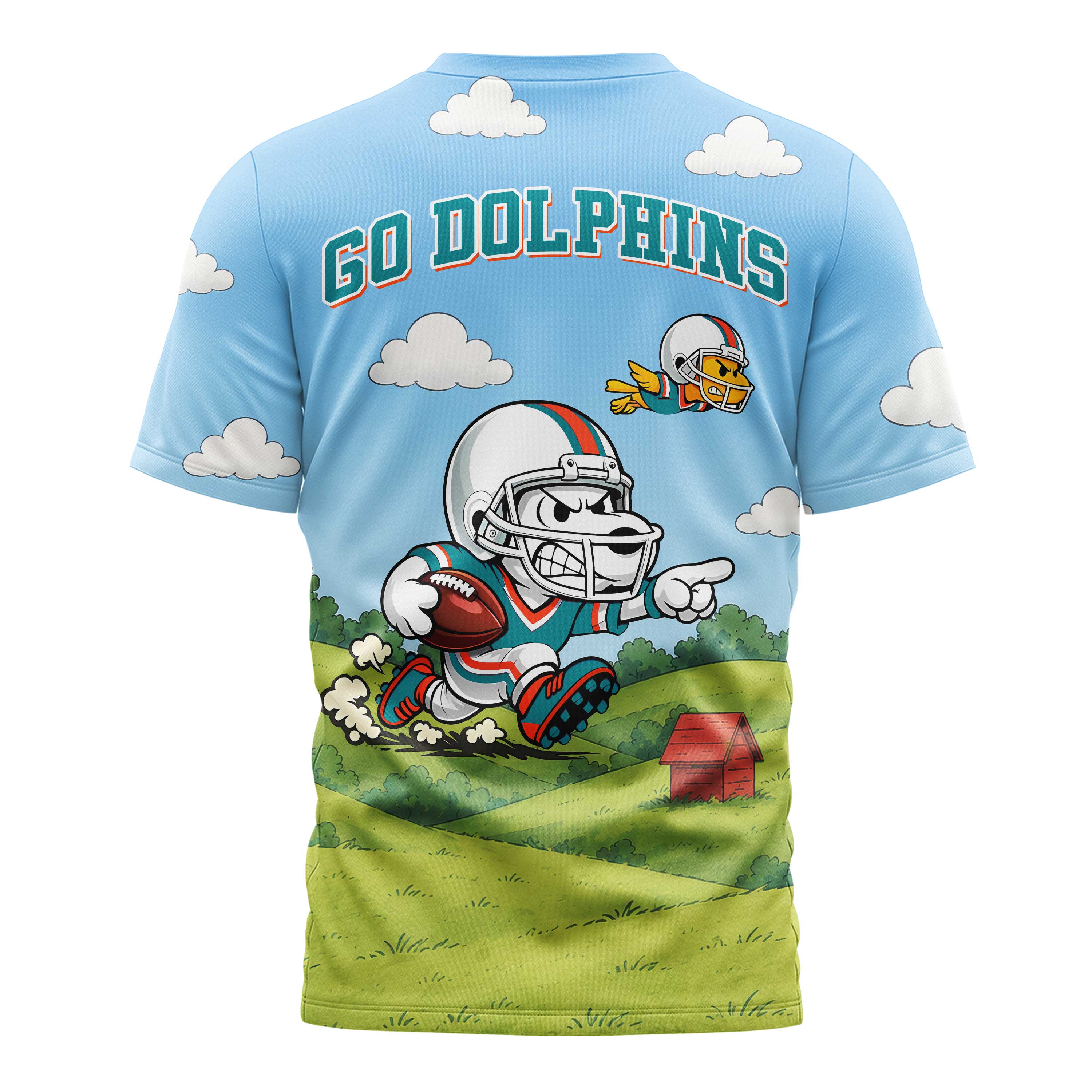 Miami Dolphins | Premium NFL Snoopy Touchdown 3D T-Shirt - Image 3