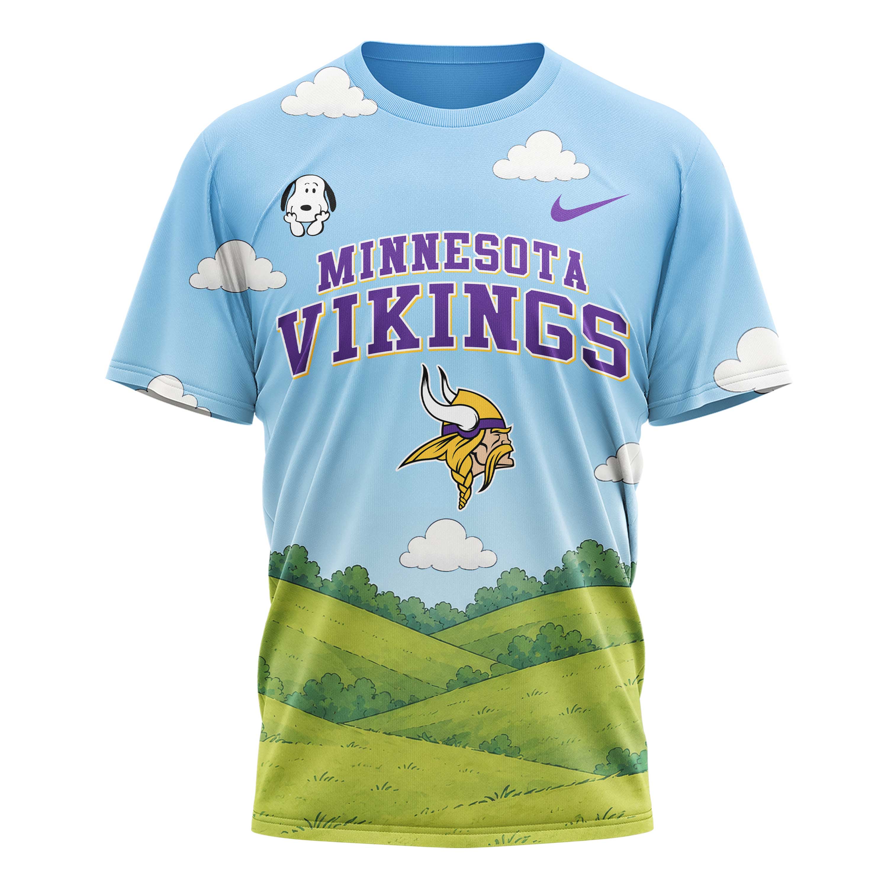 Minnesota Vikings | Premium NFL Snoopy Touchdown 3D T-Shirt - Image 2