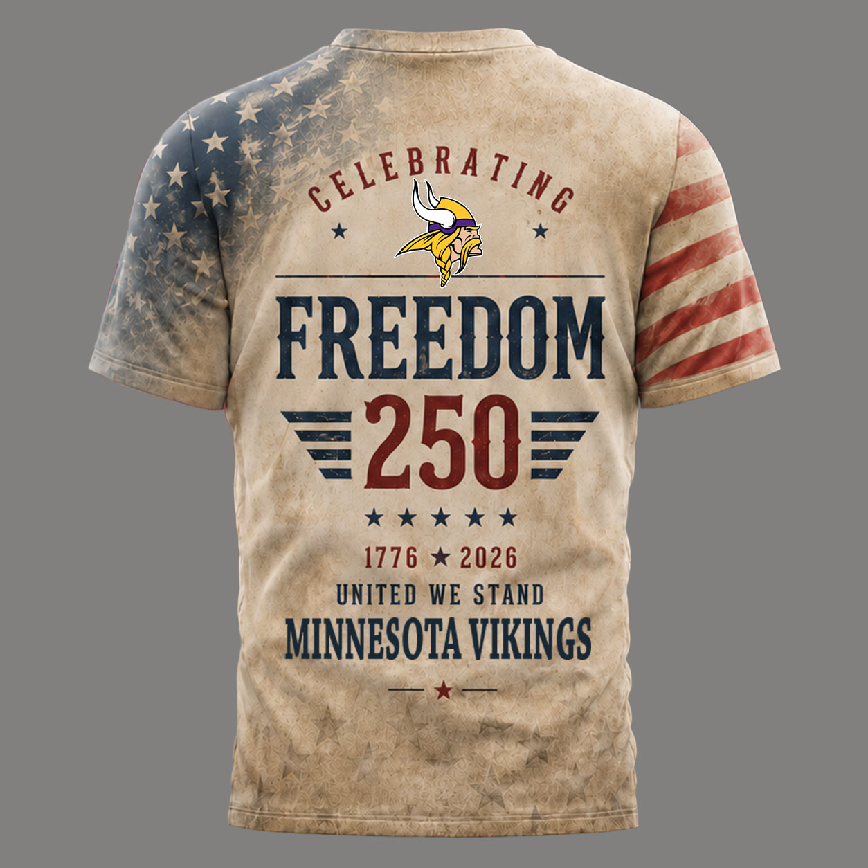 Minnesota Vikings | Premium NFL Freedom 250 Patriotic 3D Shirt - Image 4