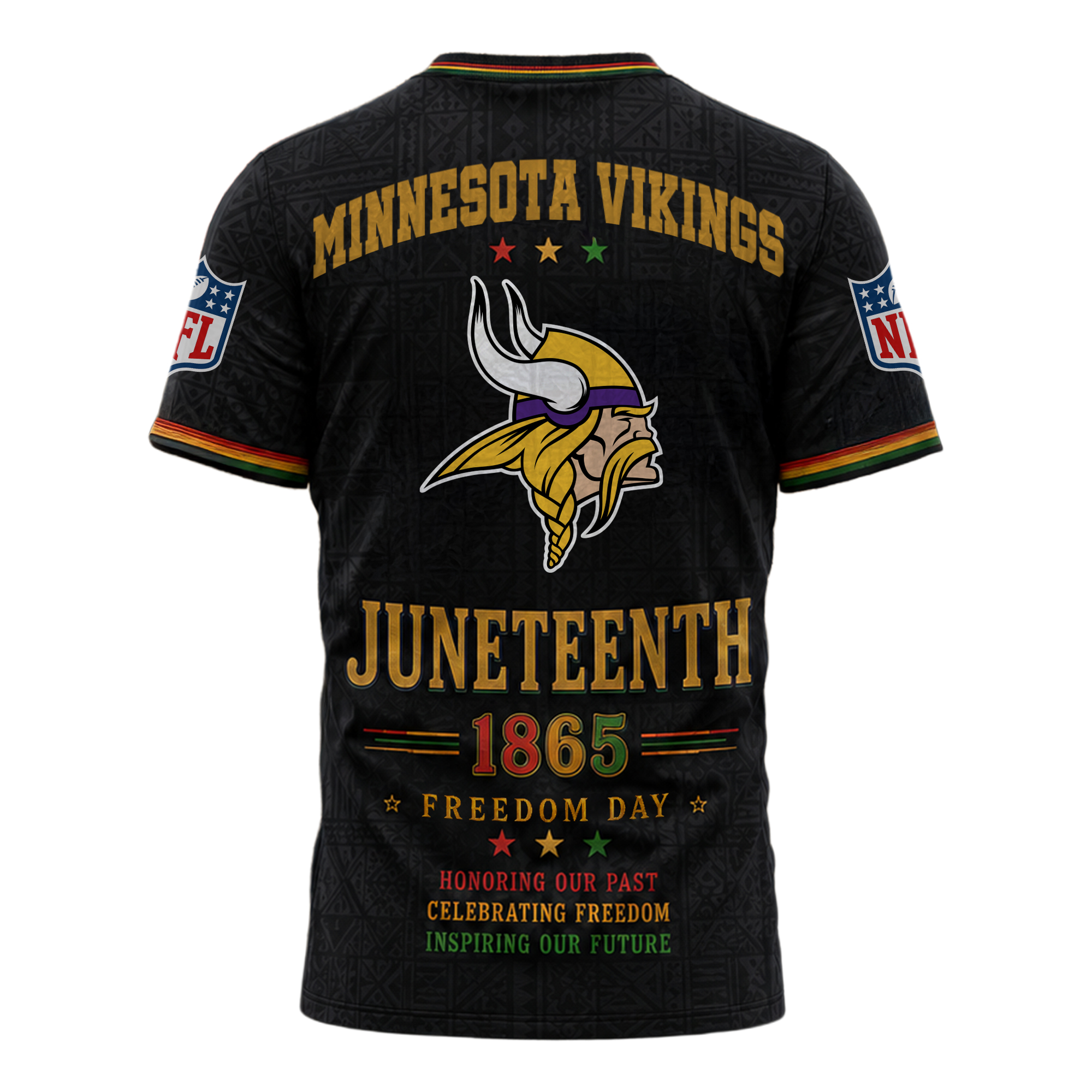 Minnesota Vikings | Premium NFL Juneteenth Freedom Day 3D Shirt - Image 3