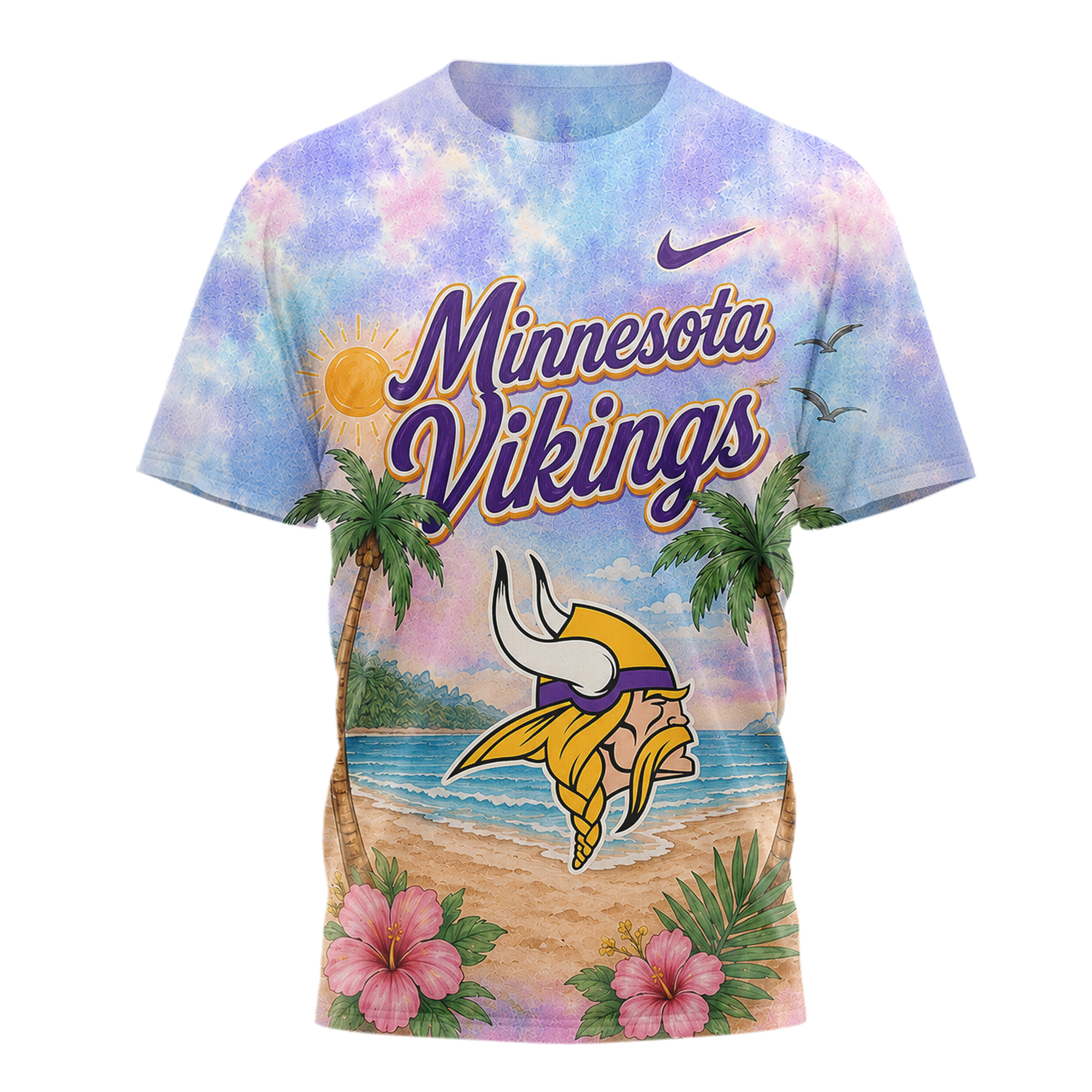 Minnesota Vikings | Premium NFL Tropical Game Day Paradise 3D T-Shirt - Image 2