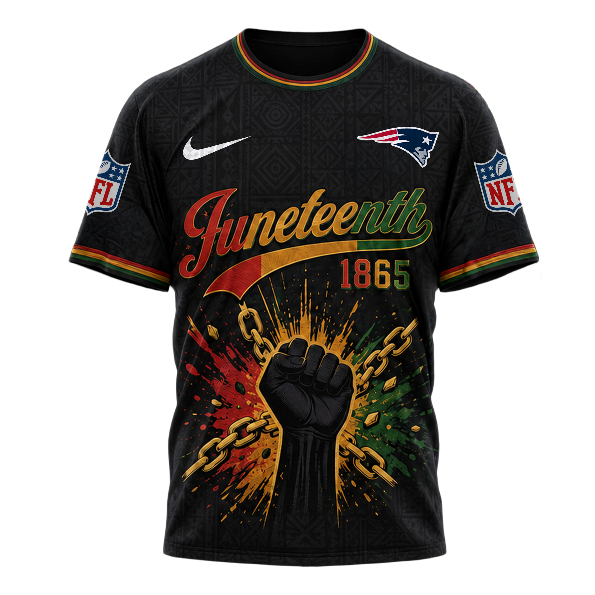 New England Patriots | Premium NFL Juneteenth Freedom Day 3D Shirt - Image 2