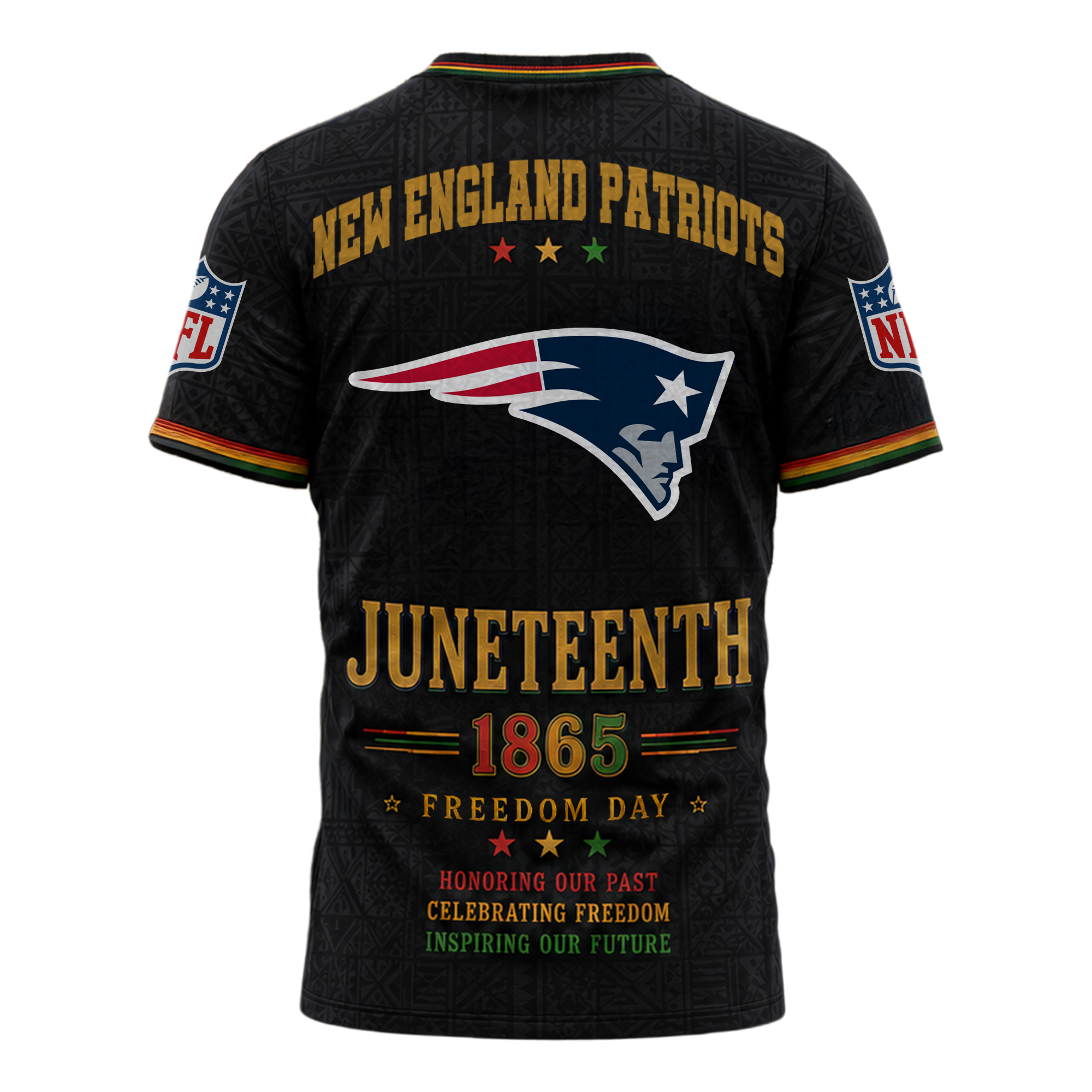 New England Patriots | Premium NFL Juneteenth Freedom Day 3D Shirt - Image 3