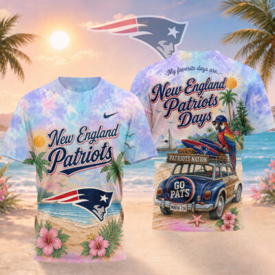 New England Patriots | Premium NFL Tropical Game Day Paradise 3D T-Shirt - 5XL