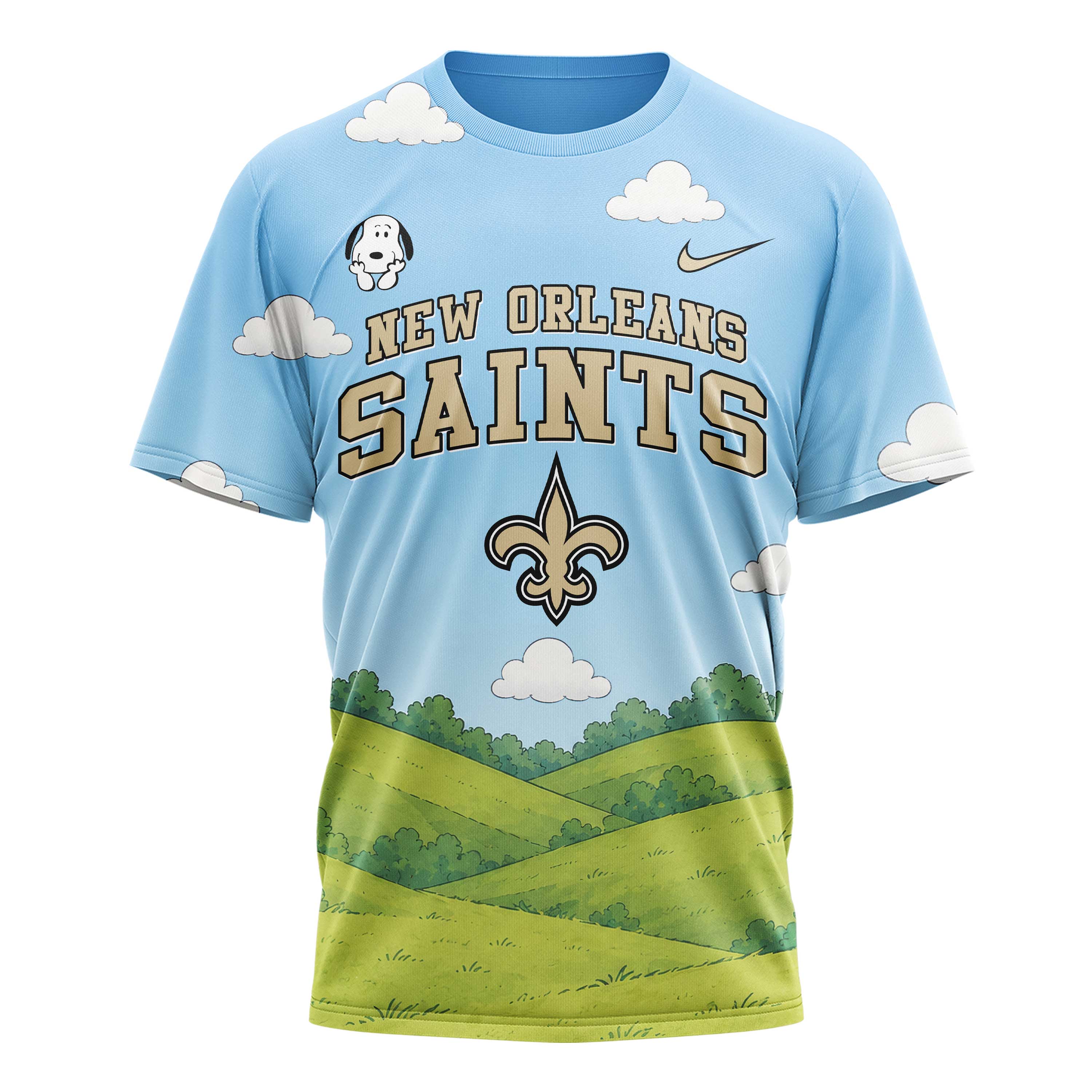 New Orleans Saints | Premium NFL Snoopy Touchdown 3D T-Shirt - Image 2
