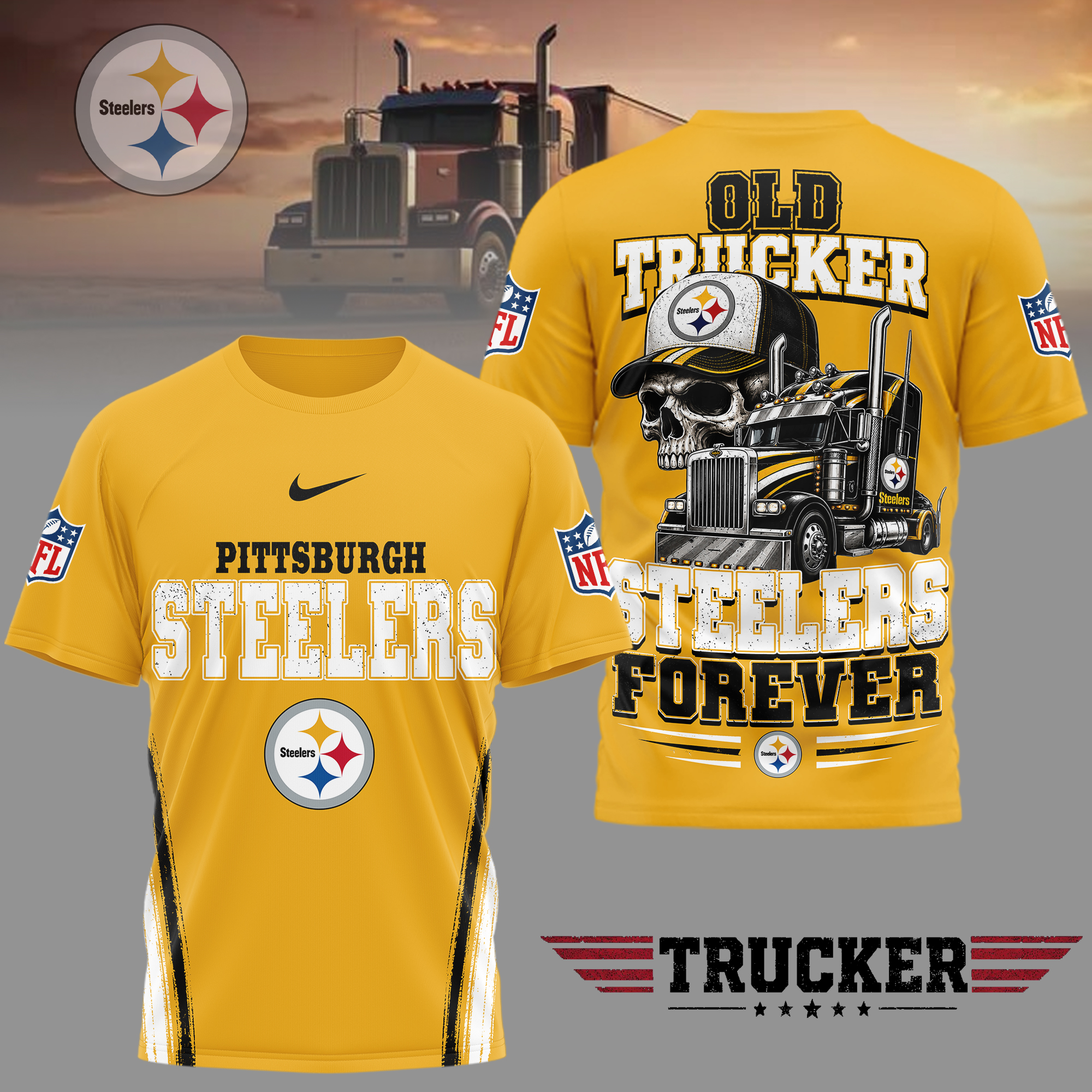 Pittsburgh Steelers | Premium NFL Old Trucker Fan 3D Shirt - Image 3