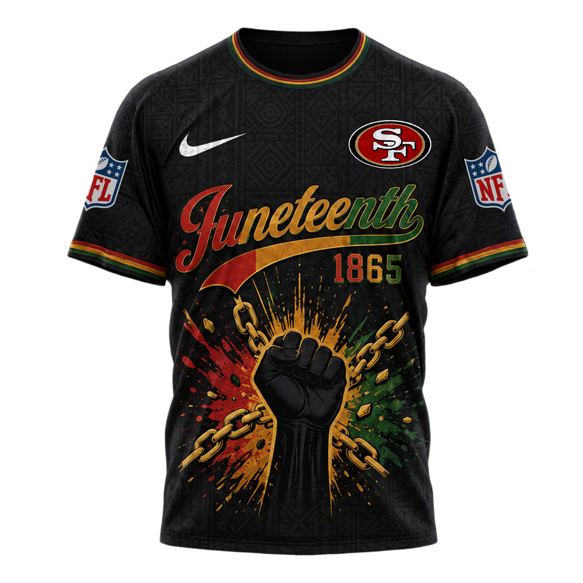 San Francisco 49ers | Premium NFL Juneteenth Freedom Day 3D Shirt - Image 2