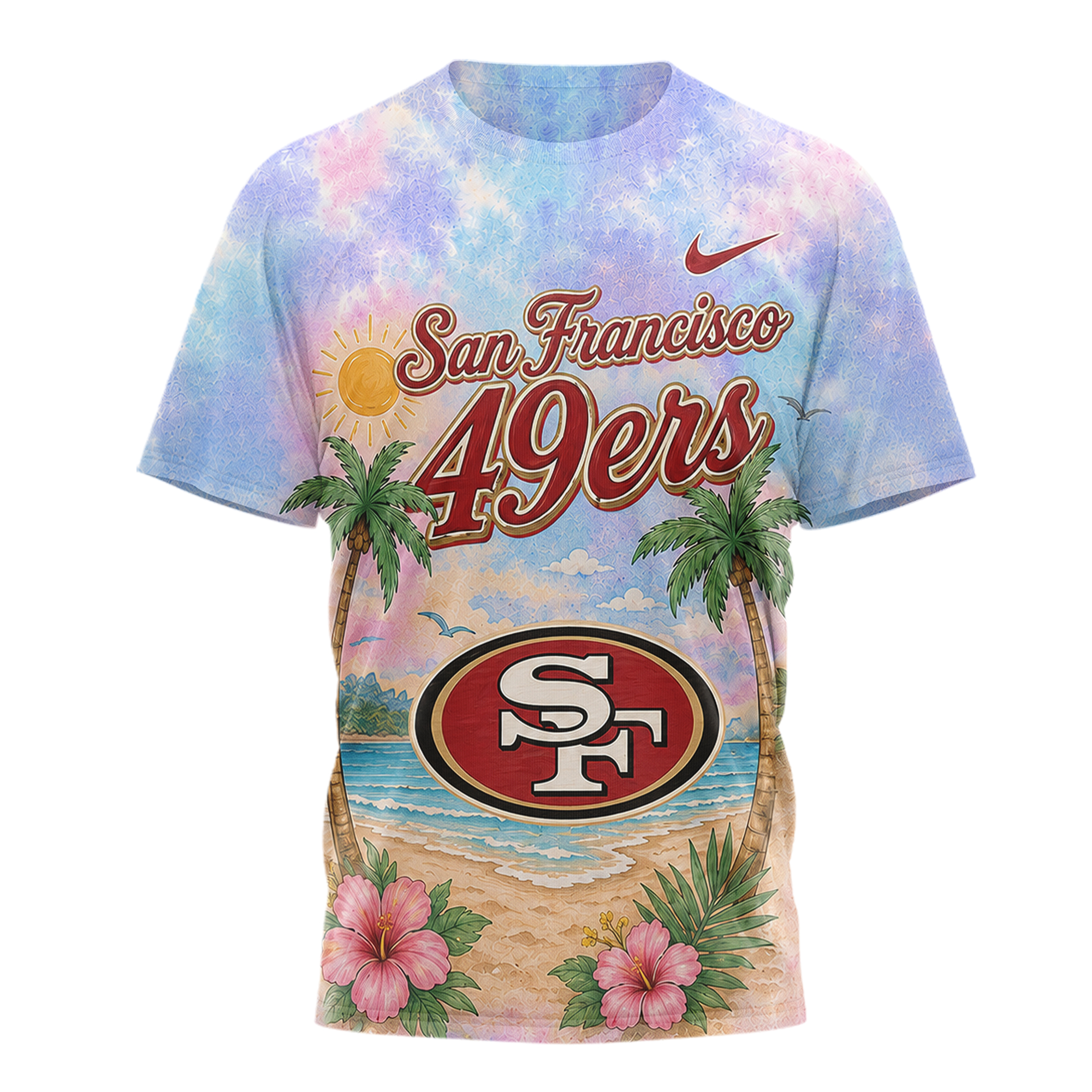 San Francisco 49ers | Premium NFL Tropical Game Day Paradise 3D T-Shirt - Image 2