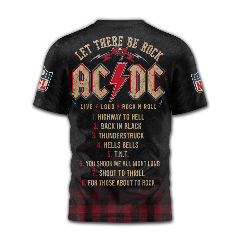 Tampa Bay Buccaneers | Premium NFL ACDC Rock N Roll 3D T-Shirt - Image 2