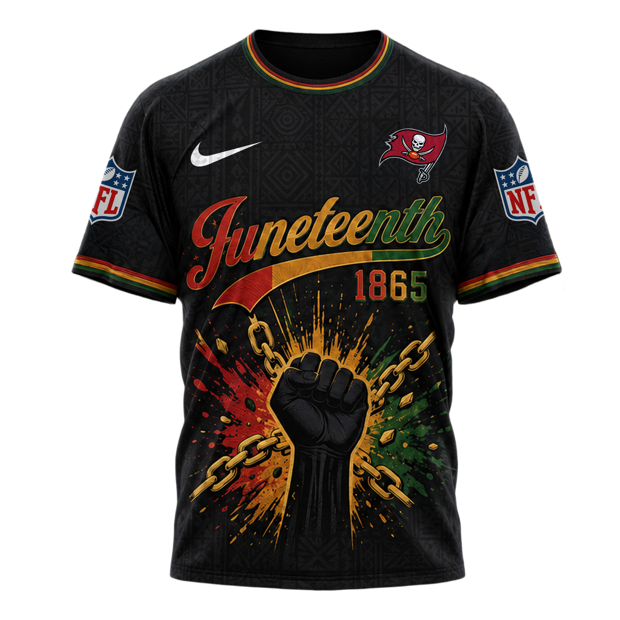 Tampa Bay Buccaneers | Premium NFL Juneteenth Freedom Day 3D Shirt - Image 2