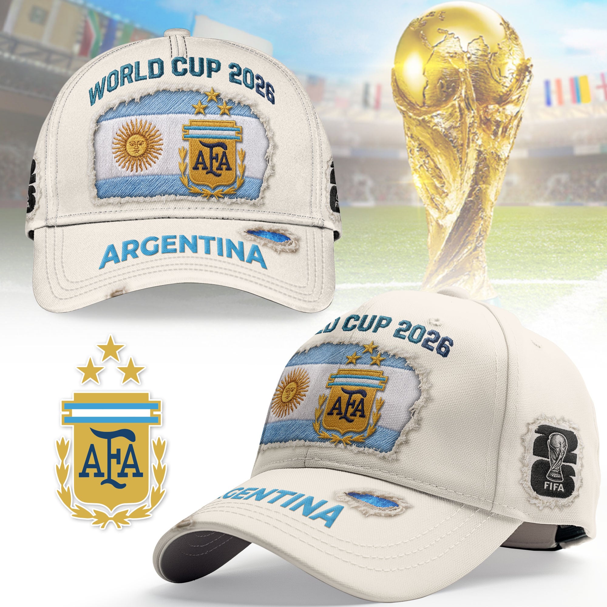 Argentina | Premium WC26 Vintage Distressed Cap NTH1