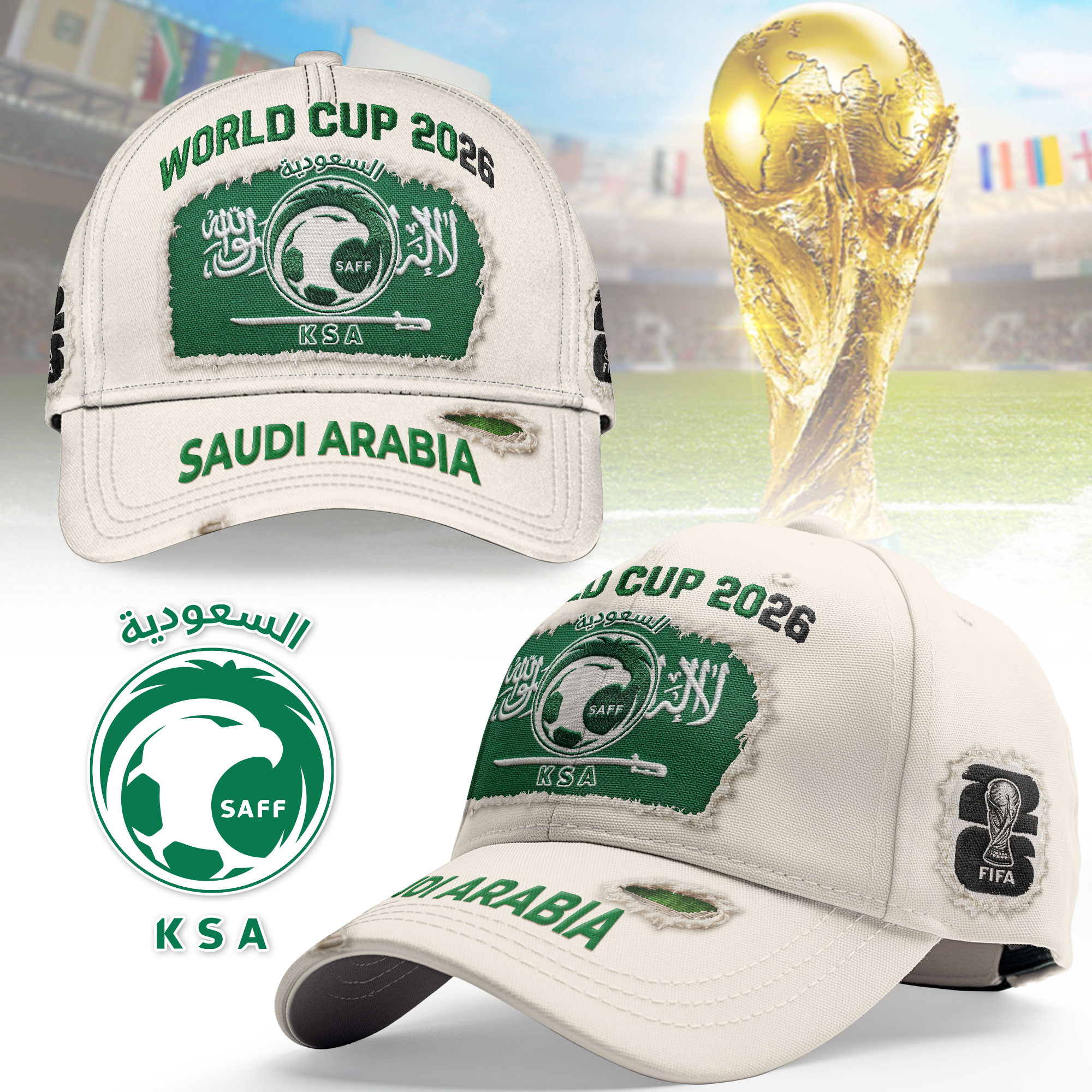 Saudi Arabia | Premium WC26 Vintage Distressed Cap NTH1