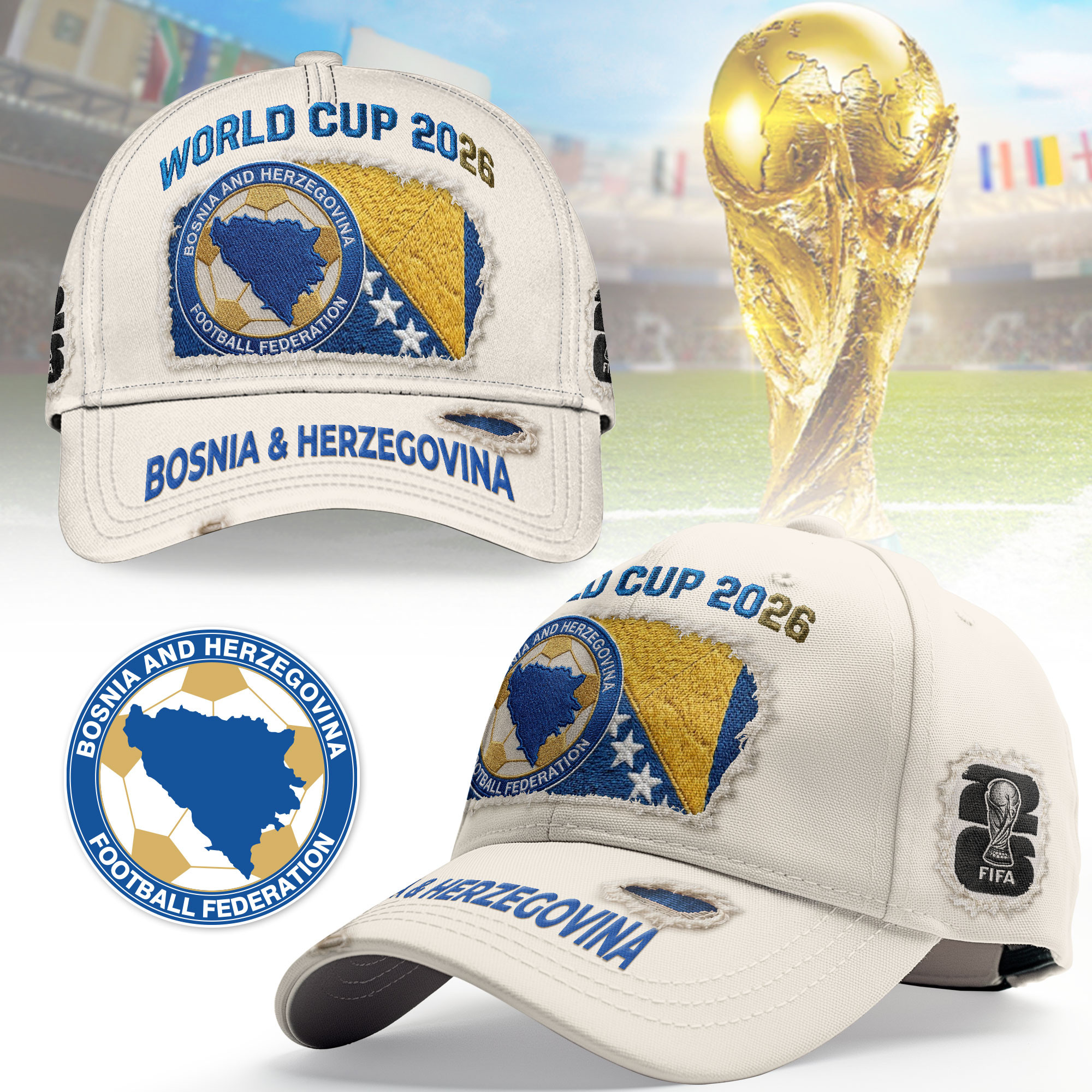 Bosnia & Herzegovina | Premium WC26 Vintage Distressed Cap NTH1