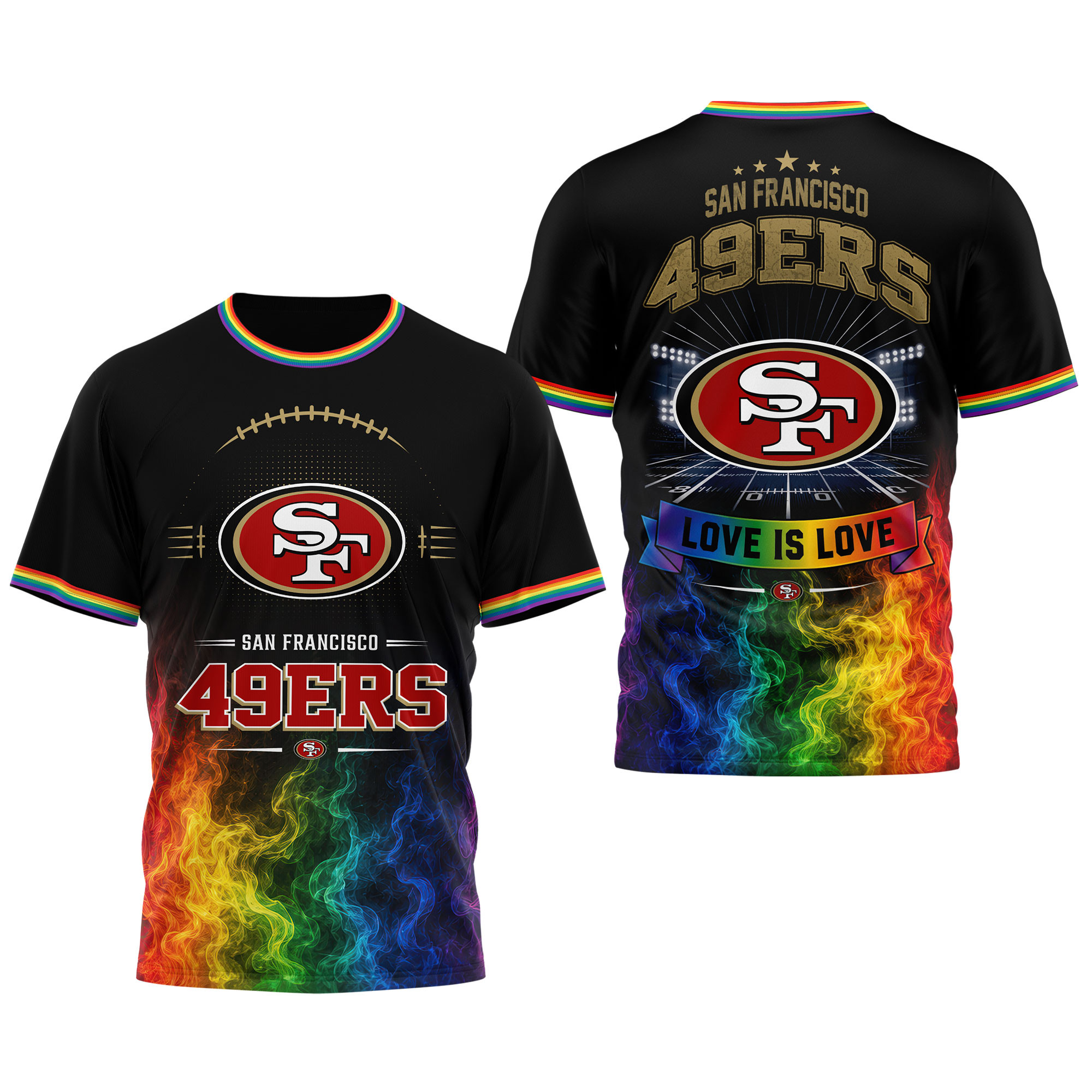 San Francisco 49ers | Premium NFL Love Is Love 3D Shirt NTH1 - Image 4