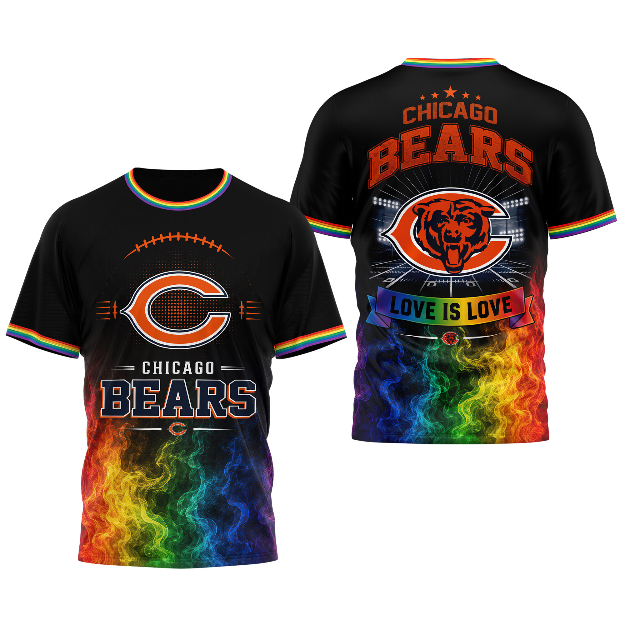 Chicago Bears | Premium NFL Love Is Love 3D Shirt NTH1 - Image 4