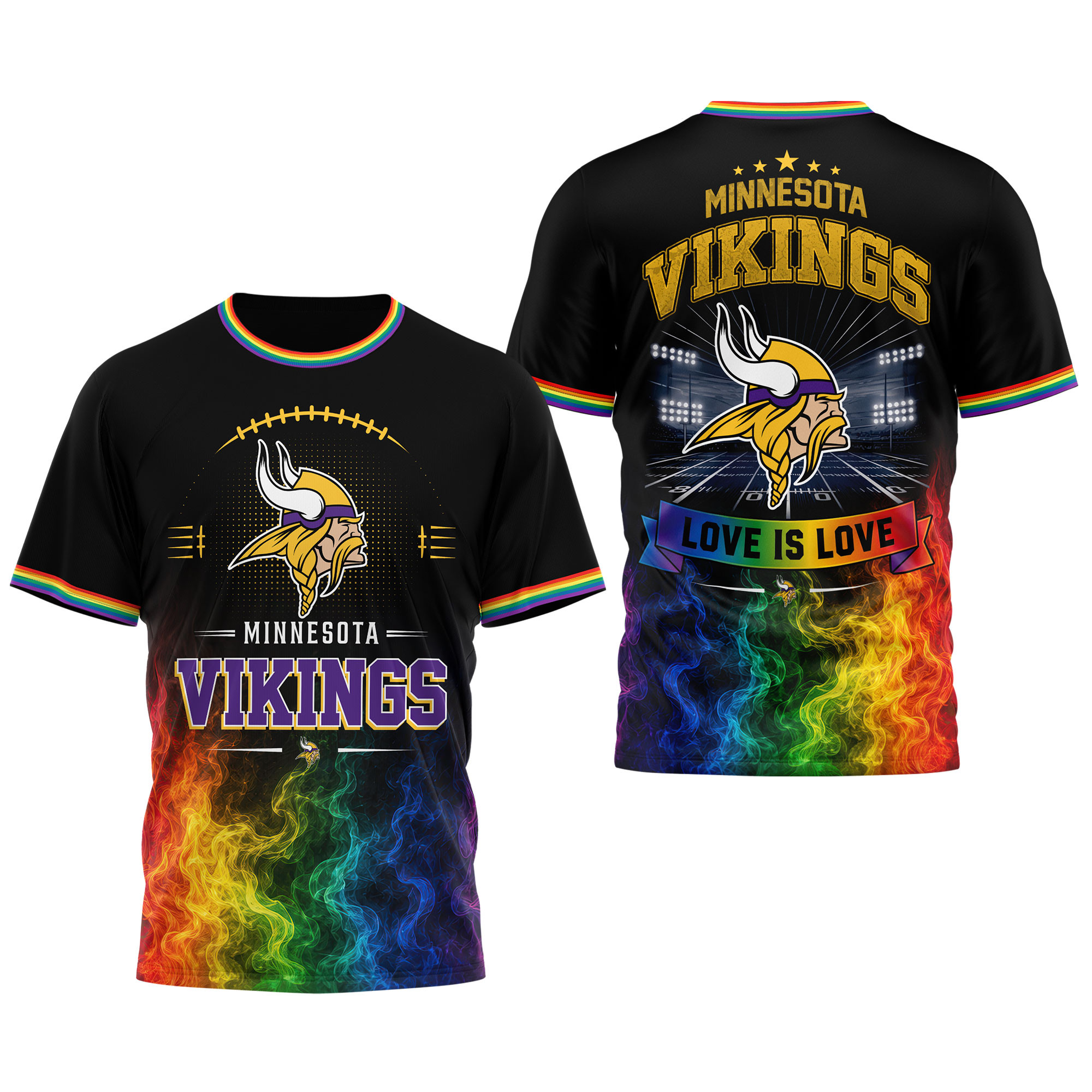 Minnesota Vikings | Premium NFL Love Is Love 3D Shirt NTH1 - Image 4