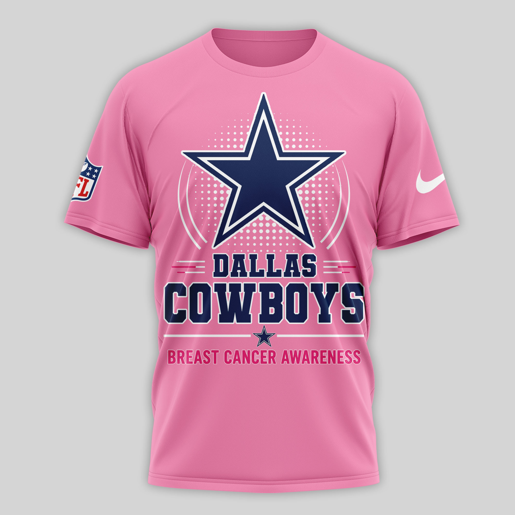 Dallas Cowboys | Premium NFL Tackle Breast Cancer Awareness 3D Shirt NTH1 - Image 2
