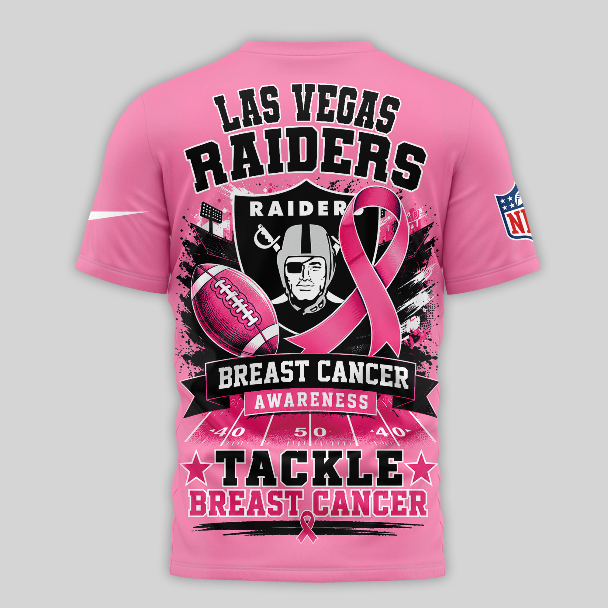 Las Vegas Raiders | Premium NFL Tackle Breast Cancer Awareness 3D Shirt NTH1 - Image 3