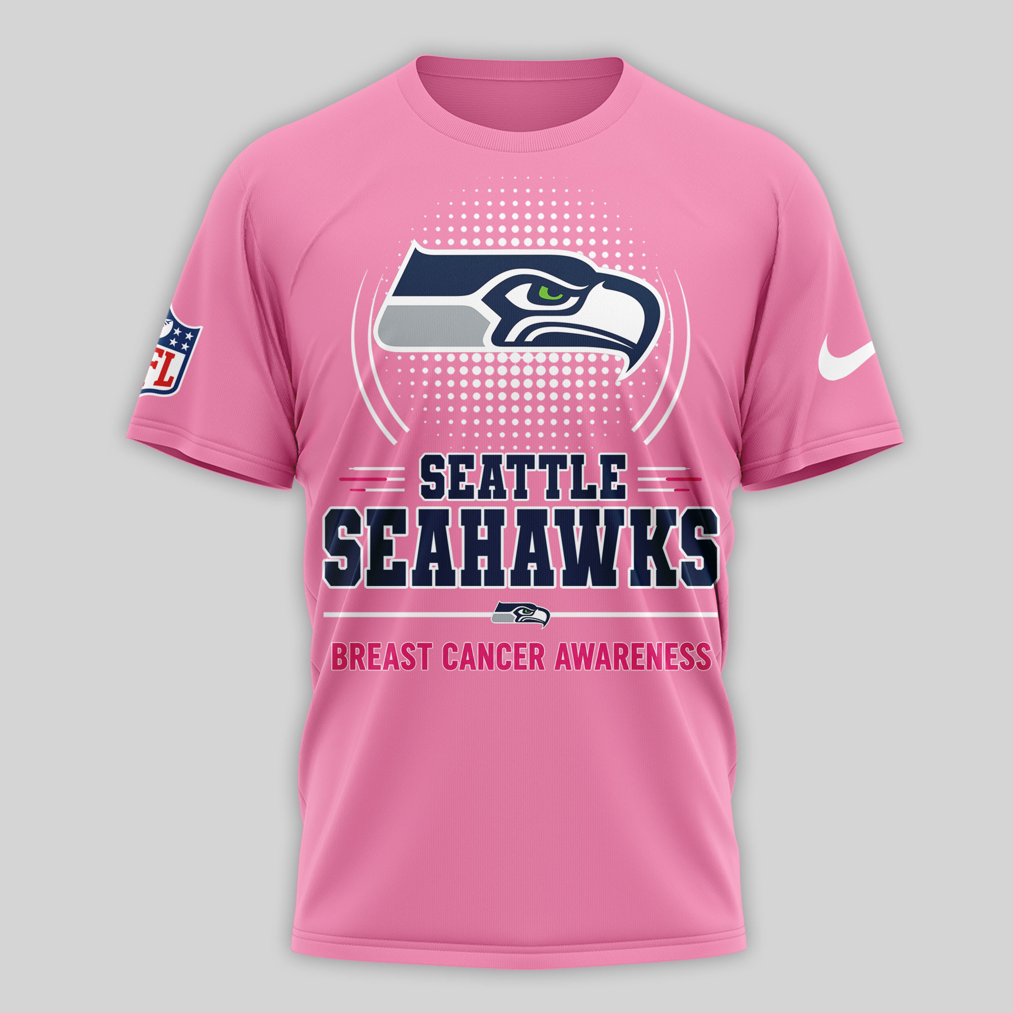 Seattle Seahawks | Premium NFL Tackle Breast Cancer Awareness 3D Shirt NTH1 - Image 2