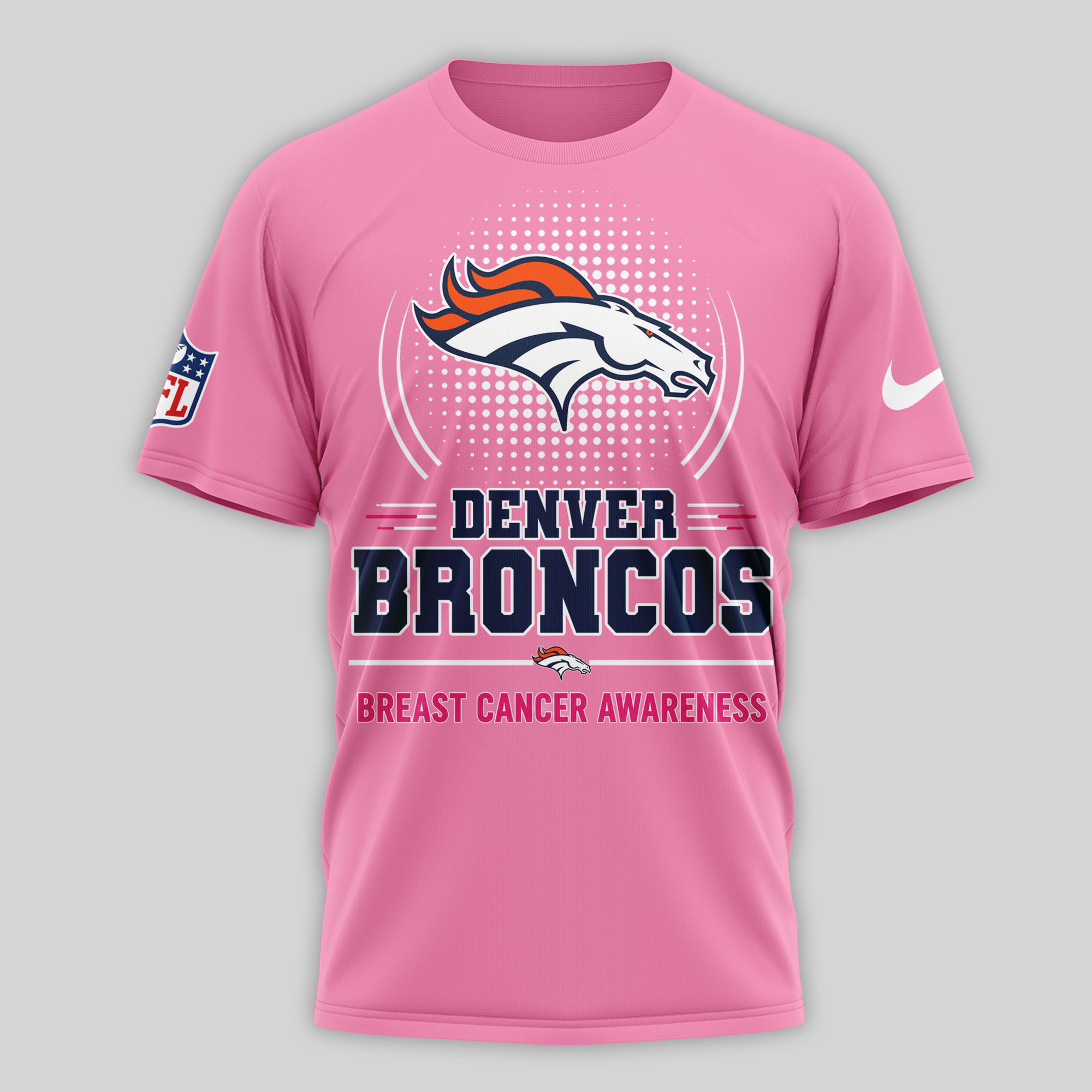 Denver Broncos | Premium NFL Tackle Breast Cancer Awareness 3D Shirt NTH1 - Image 2