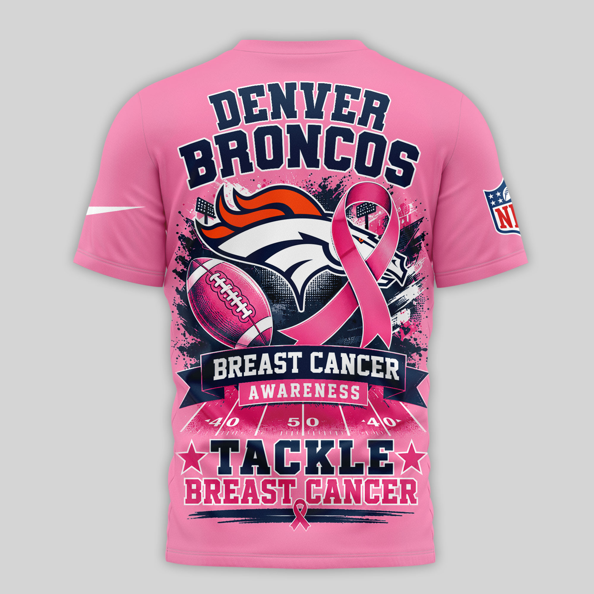 Denver Broncos | Premium NFL Tackle Breast Cancer Awareness 3D Shirt NTH1 - Image 3