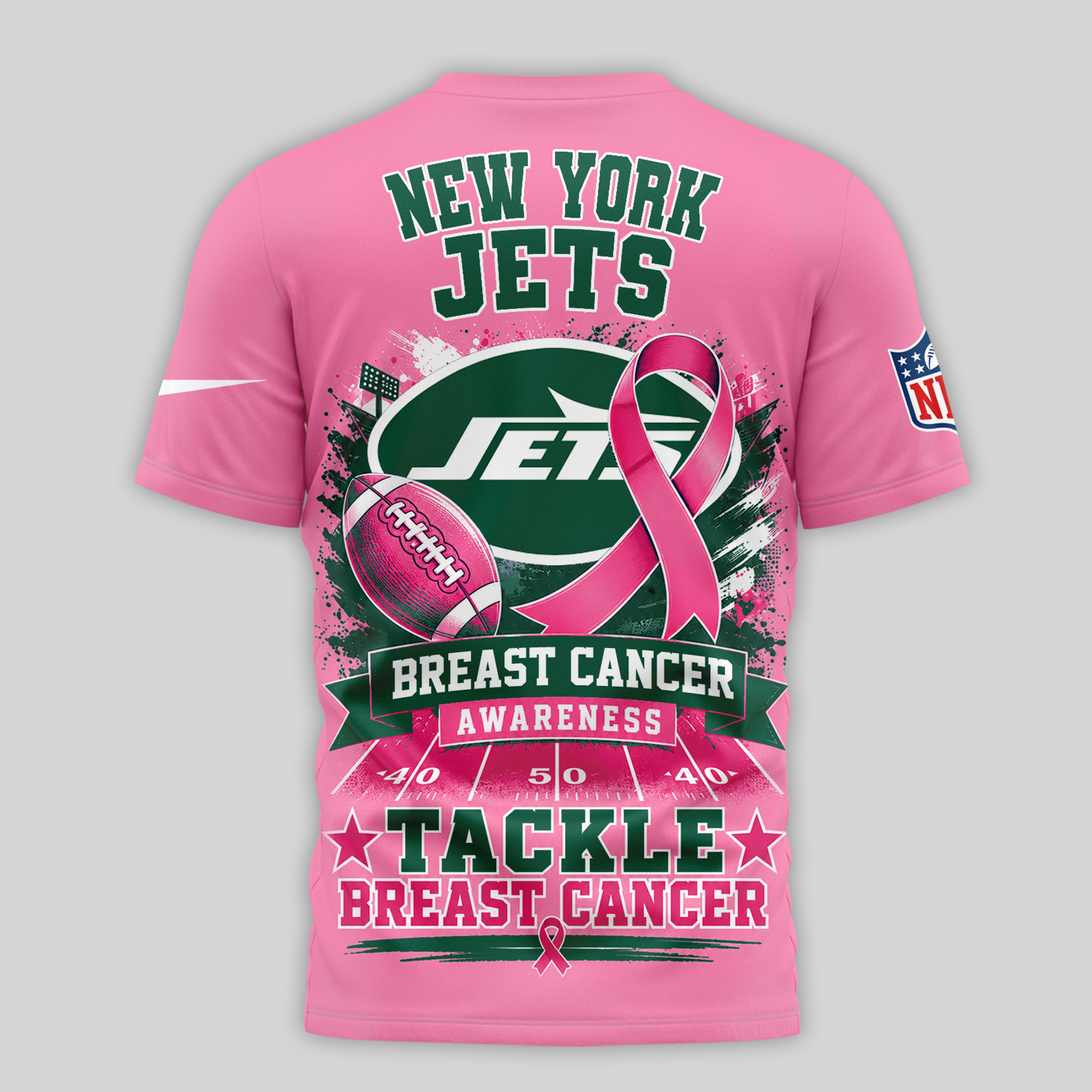 New York Jets | Premium NFL Tackle Breast Cancer Awareness 3D Shirt NTH1 - Image 3