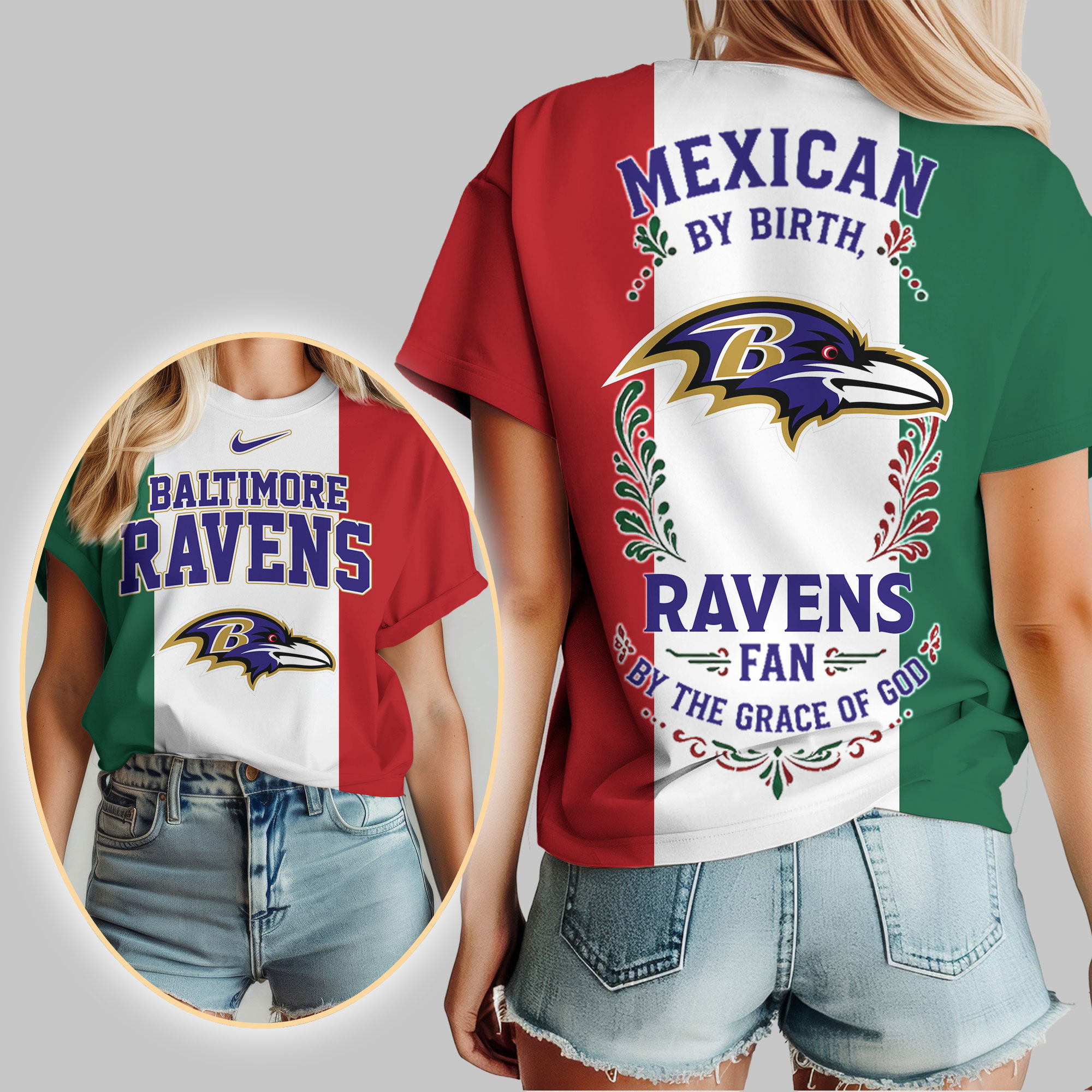 Baltimore Ravens | Premium NFL Mexican By Birth Women Shirt - Image 2