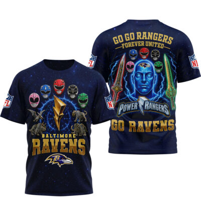 Alternative view of Baltimore Ravens | Premium NFL Go Go Rangers 3D Shirt