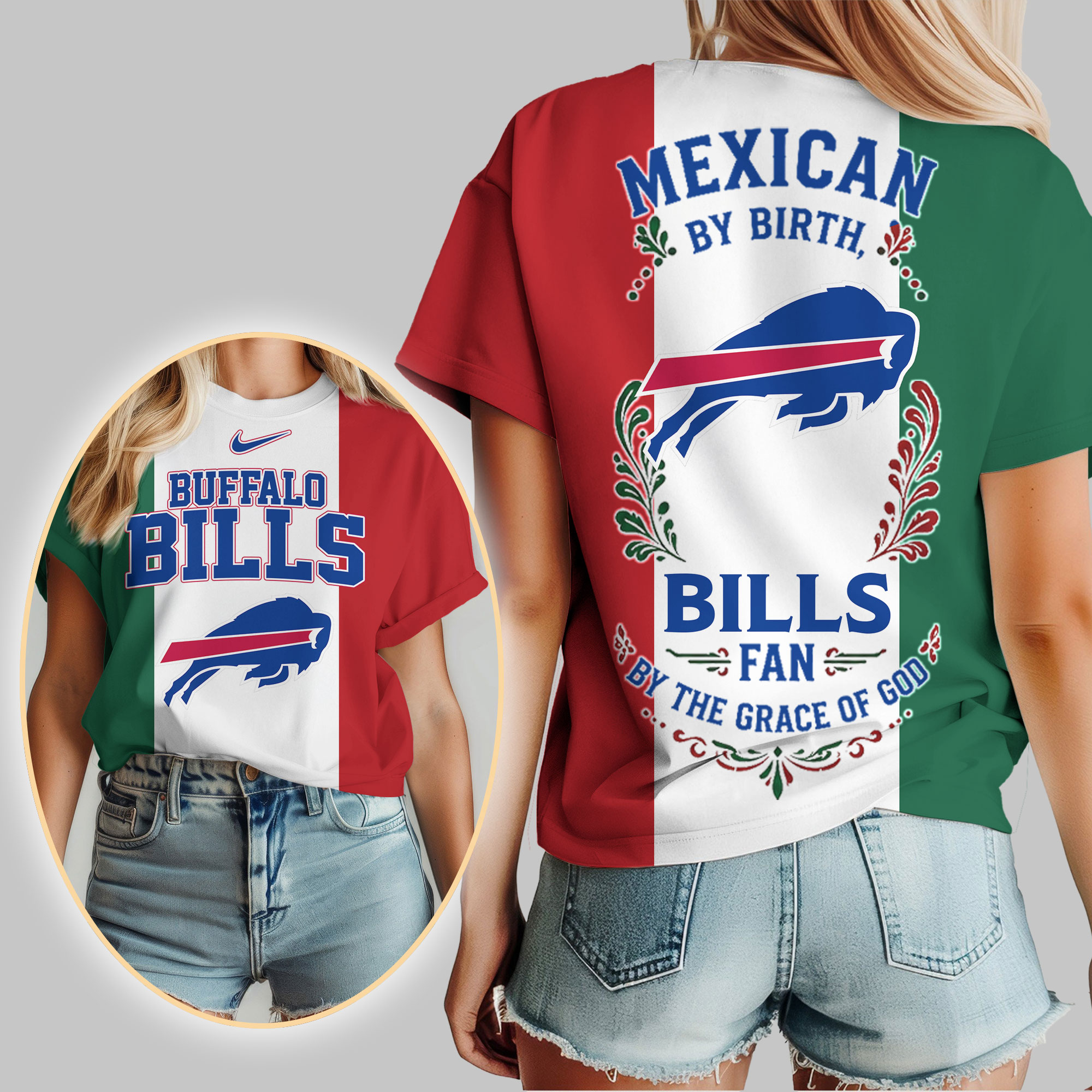Buffalo Bills | Premium NFL Mexican By Birth Women Shirt - Image 2