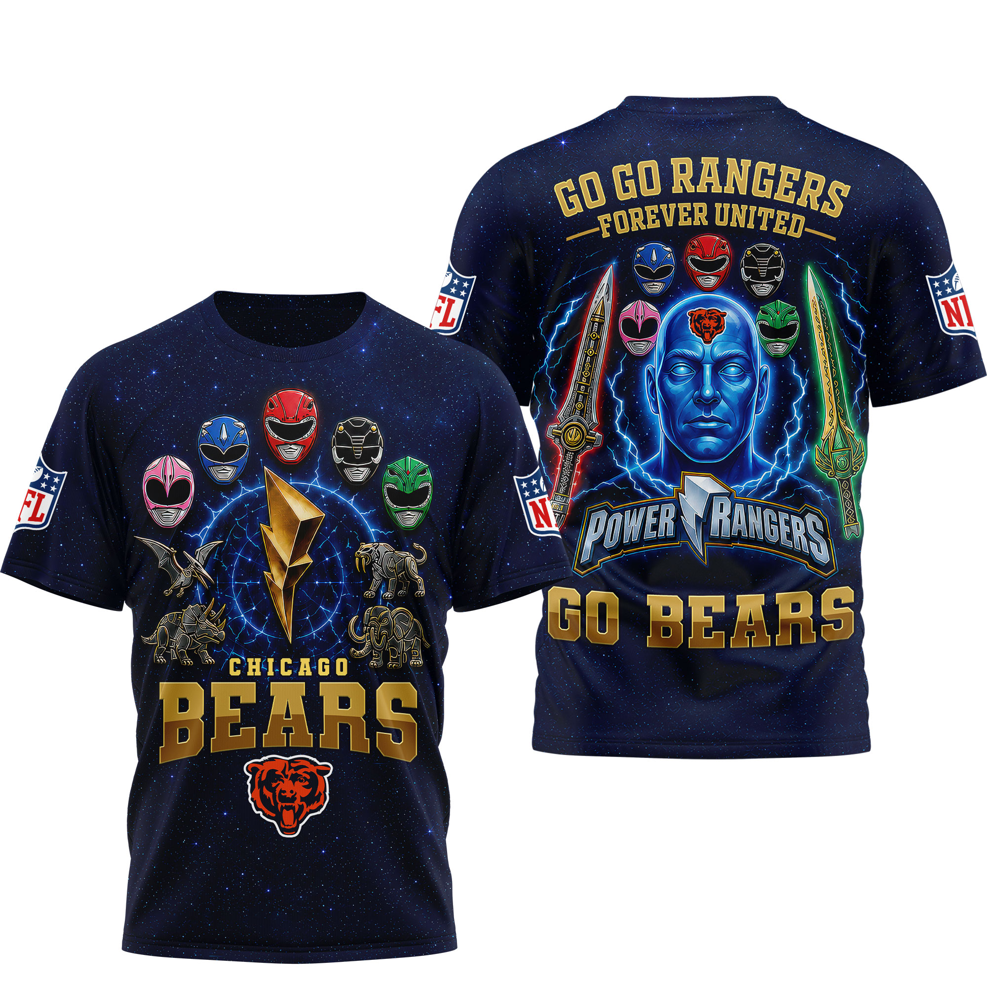 Chicago Bears | Premium NFL Go Go Rangers 3D Shirt - Image 2