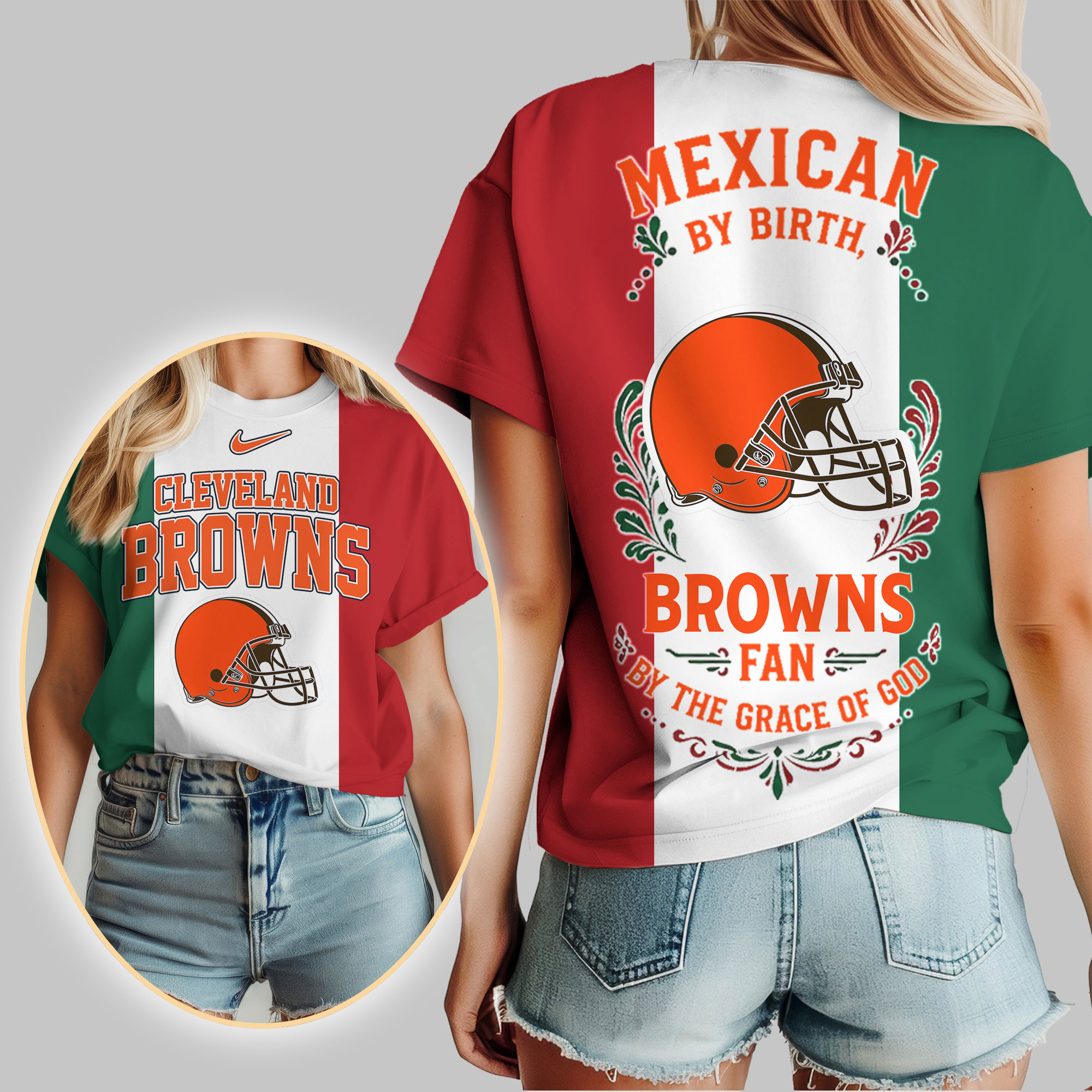 Cleveland Browns | Premium NFL Mexican By Birth Women Shirt - Image 2