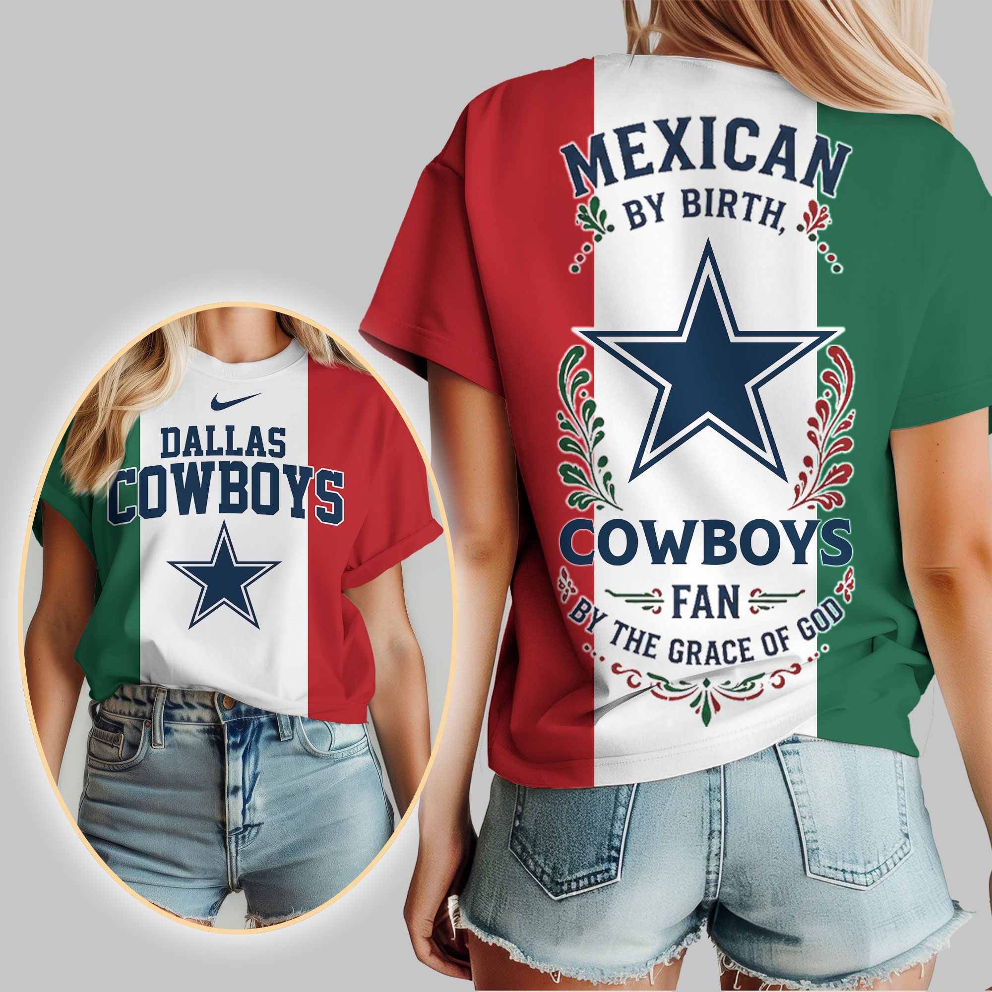 Dallas Cowboys | Premium NFL Mexican By Birth Women Shirt - Image 2