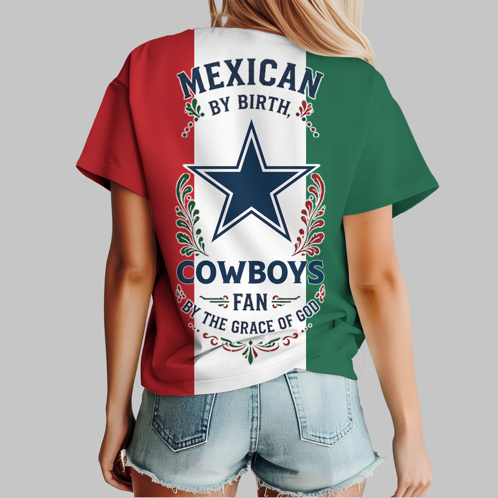 Dallas Cowboys | Premium NFL Mexican By Birth Women Shirt - Image 4