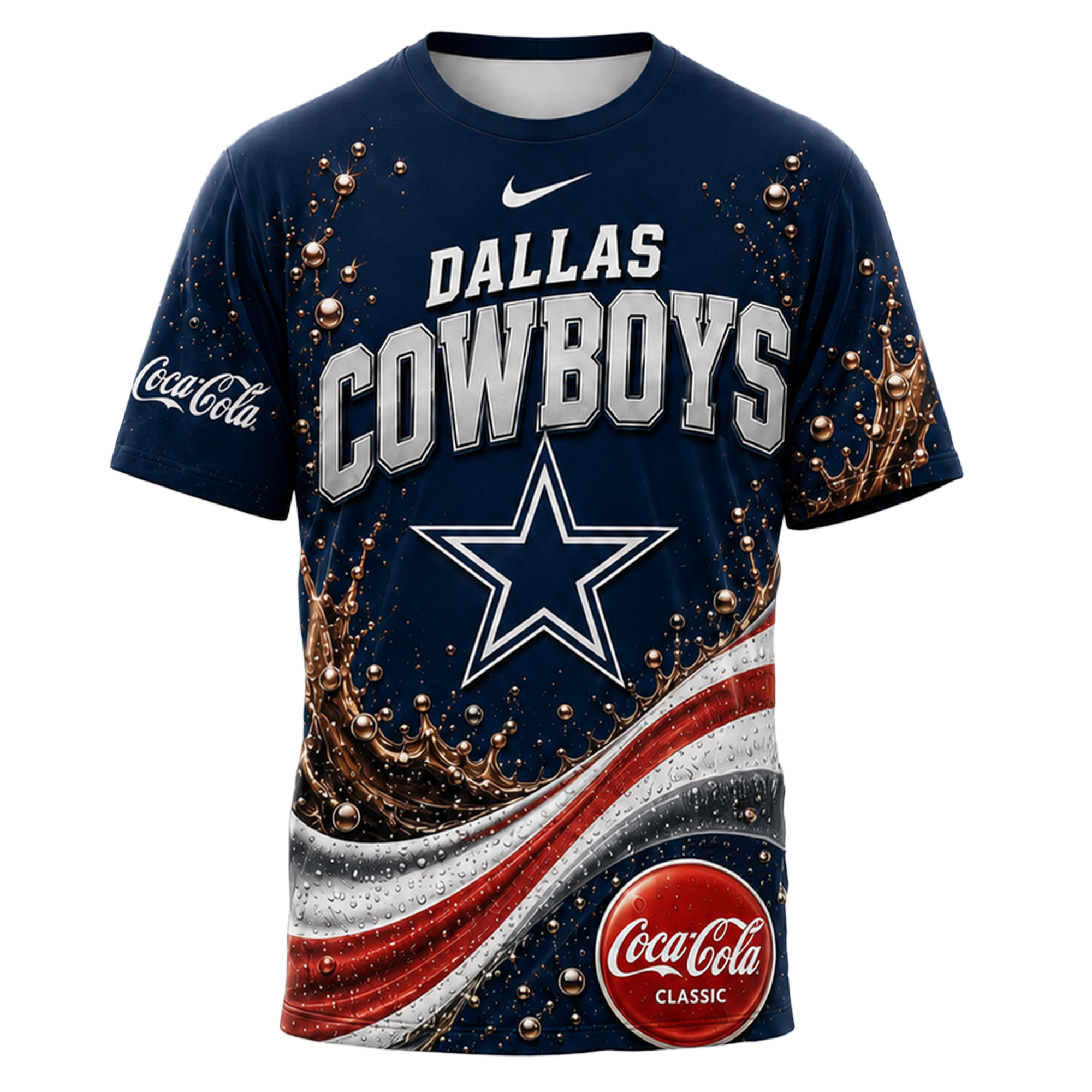 Dallas Cowboys | Premium NFL Coca Cola Summer 3D Shirt - Image 2