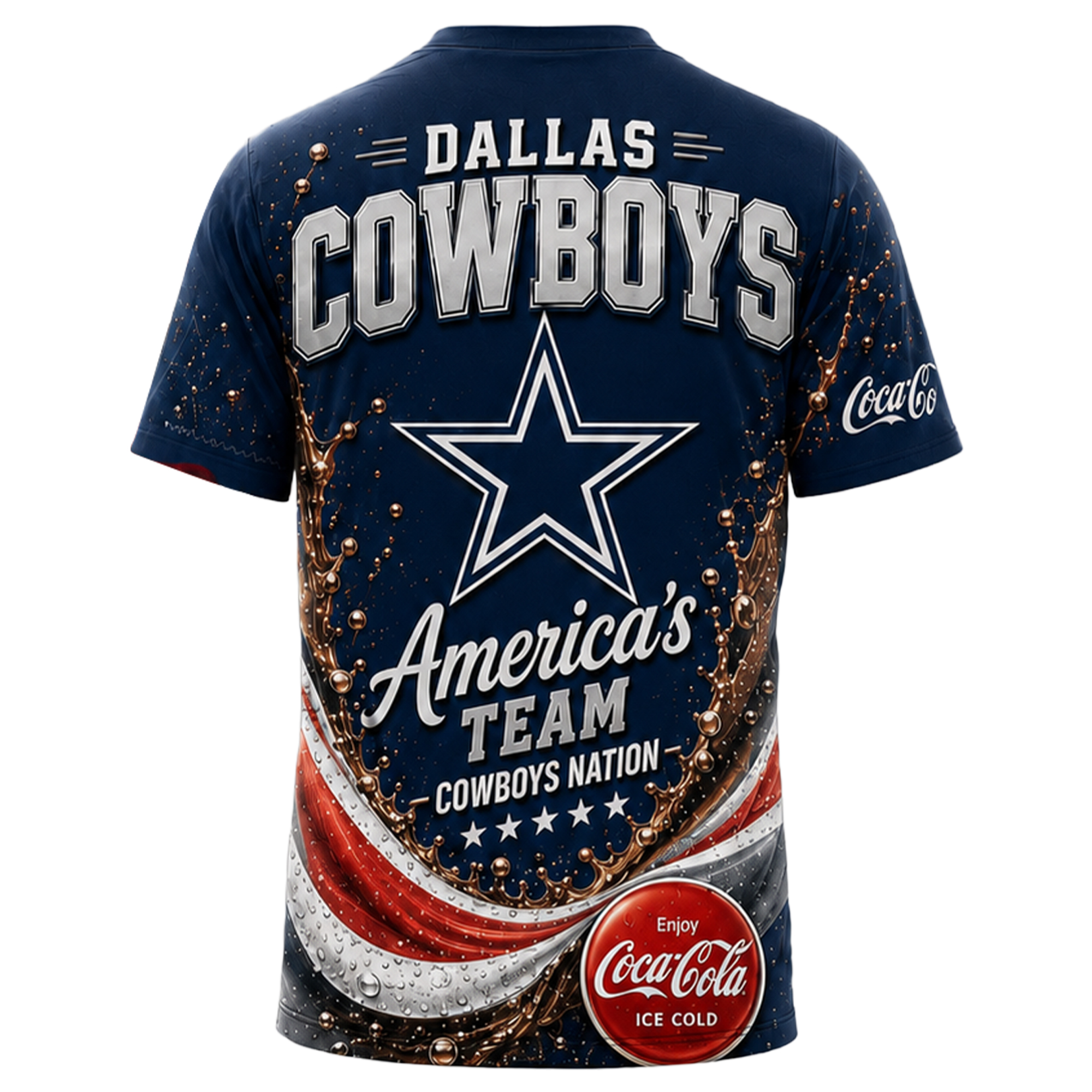 Dallas Cowboys | Premium NFL Coca Cola Summer 3D Shirt - Image 3