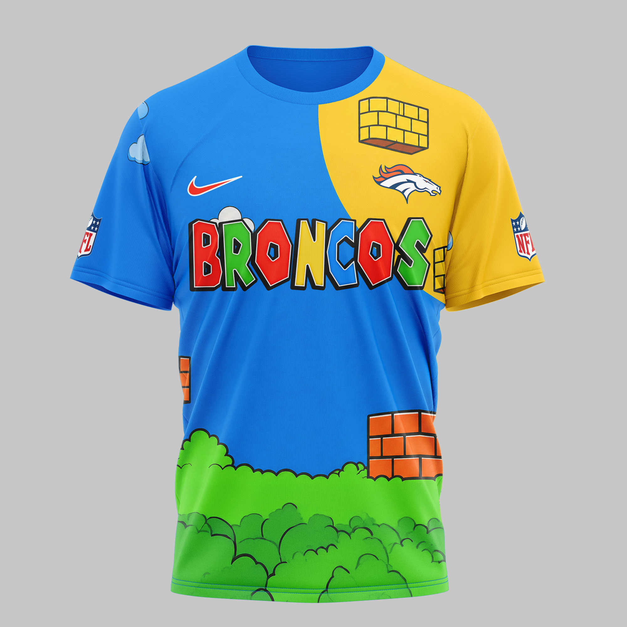 Denver Broncos | Premium NFL Its a Me Mario 3D Shirt - Image 4