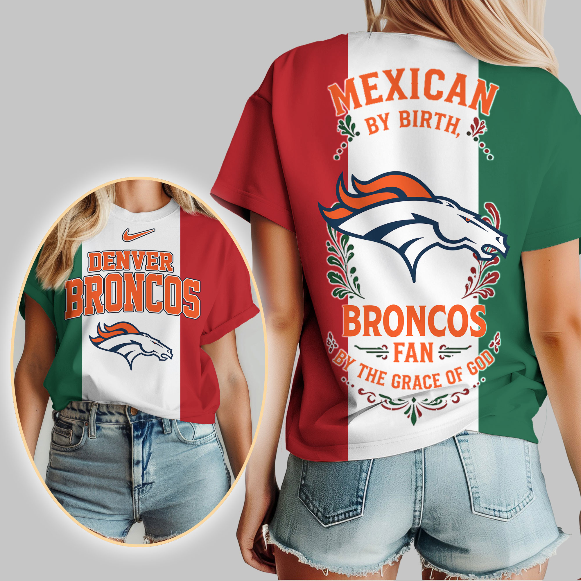 Denver Broncos | Premium NFL Mexican By Birth Women Shirt - Image 2