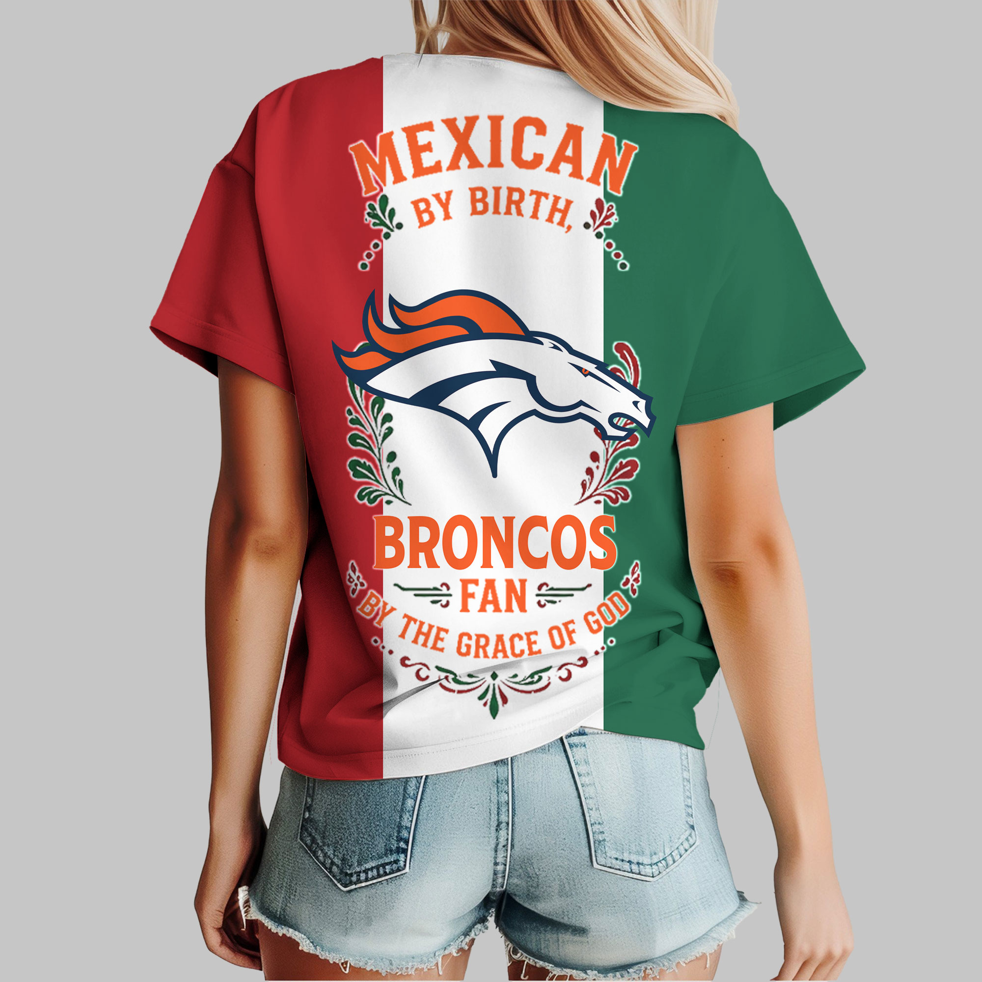 Denver Broncos | Premium NFL Mexican By Birth Women Shirt - Image 4